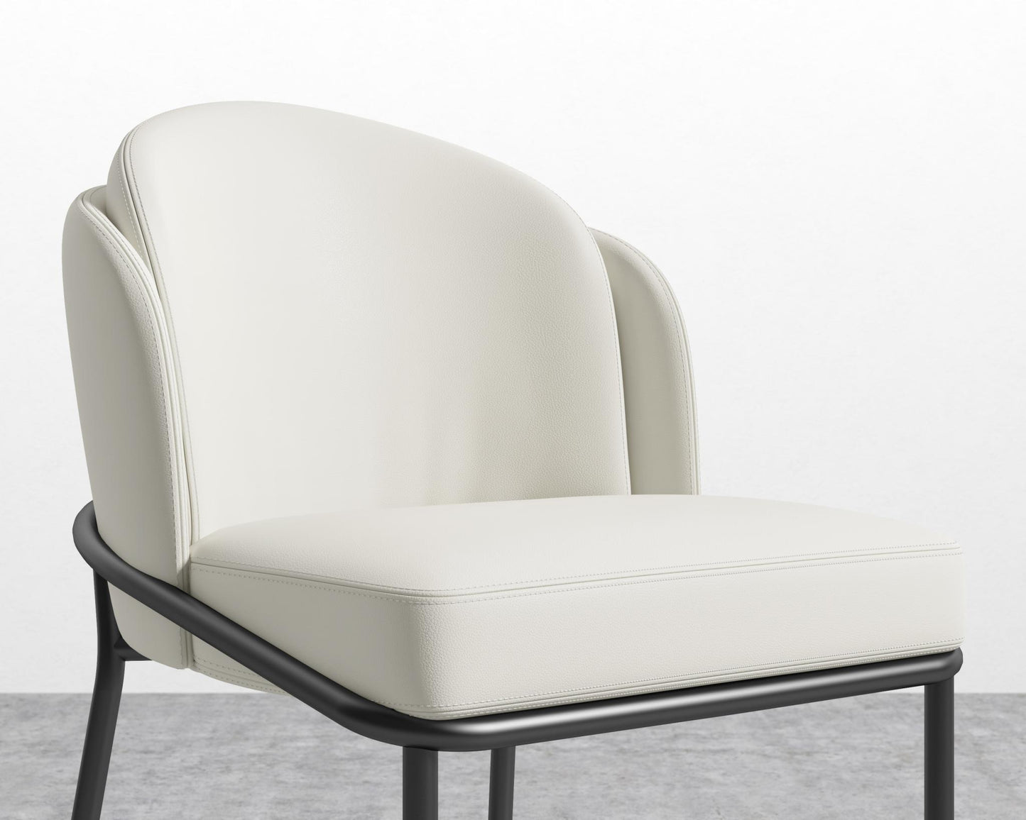 Angelo Counter Stool - Black - Angelo, Microfiber Leather - Trento Eggshell