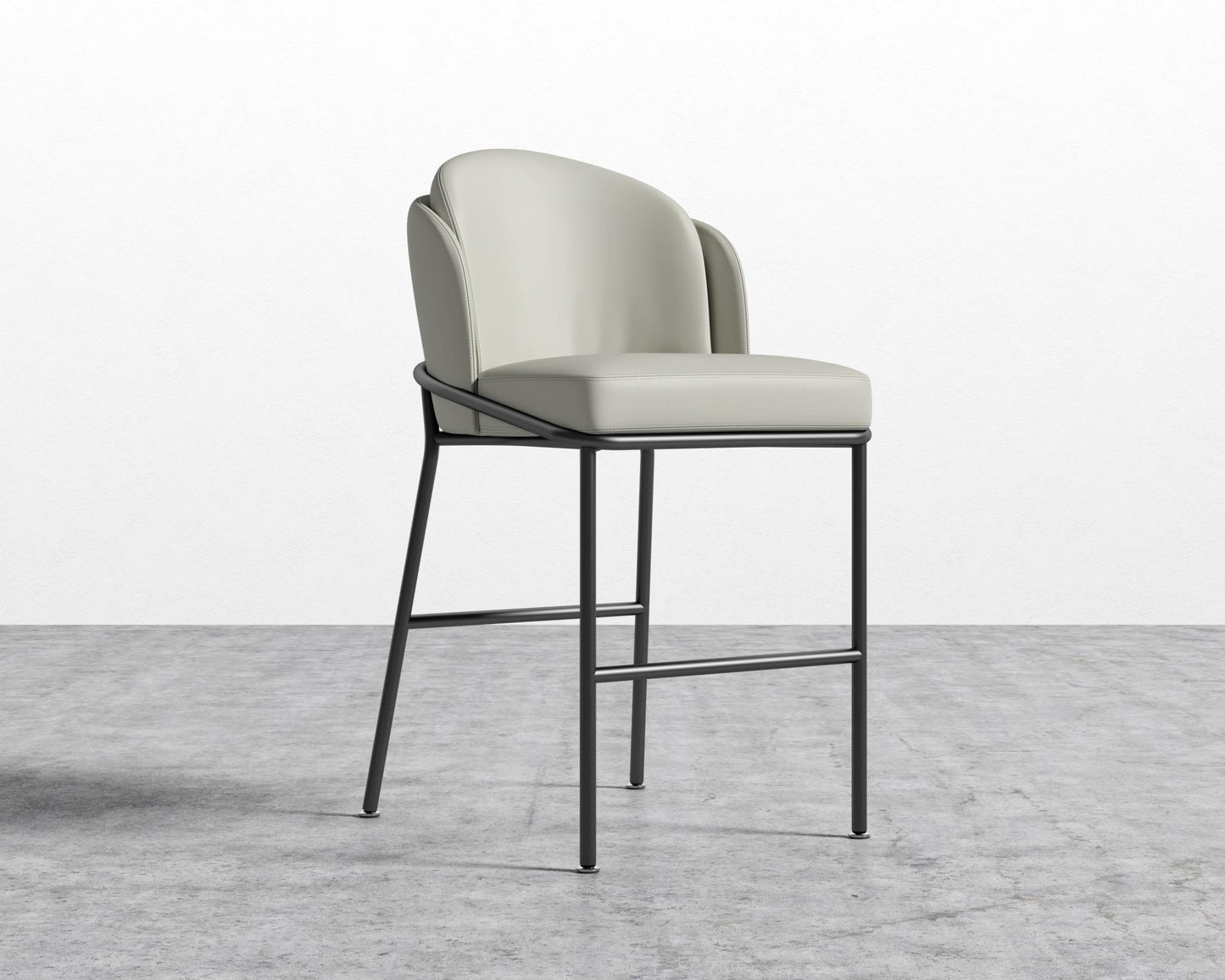 Angelo Counter Stool - Black - Angelo, Microfiber Leather - Trento Taupe