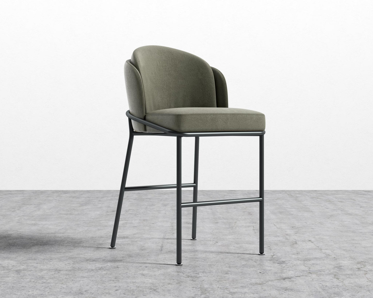 Angelo Counter Stool - Black - Angelo, Venice Vegan Suede - Sage