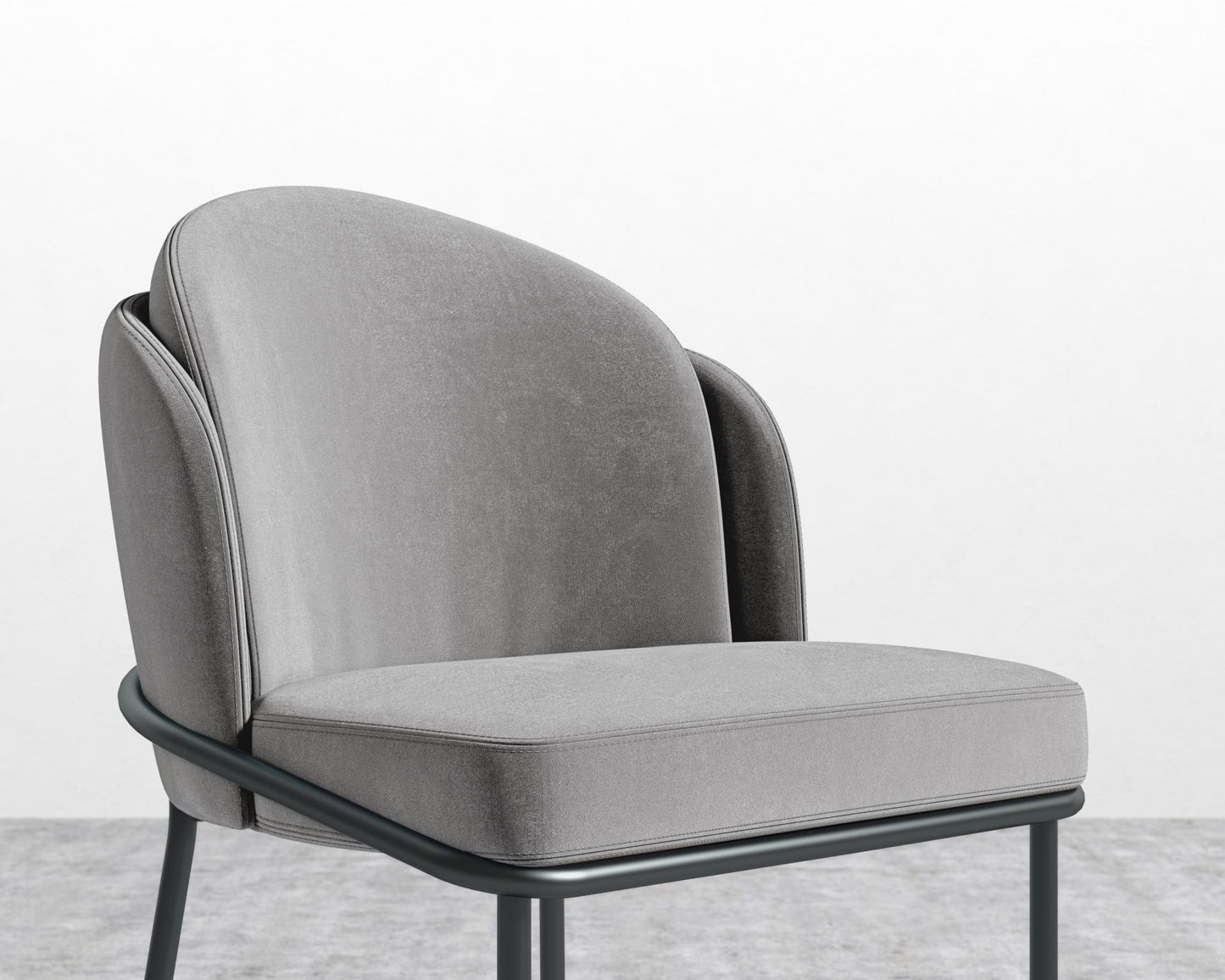 Angelo Dining Chair - Black - Angelo, Plush Velvet - Glacier Grey