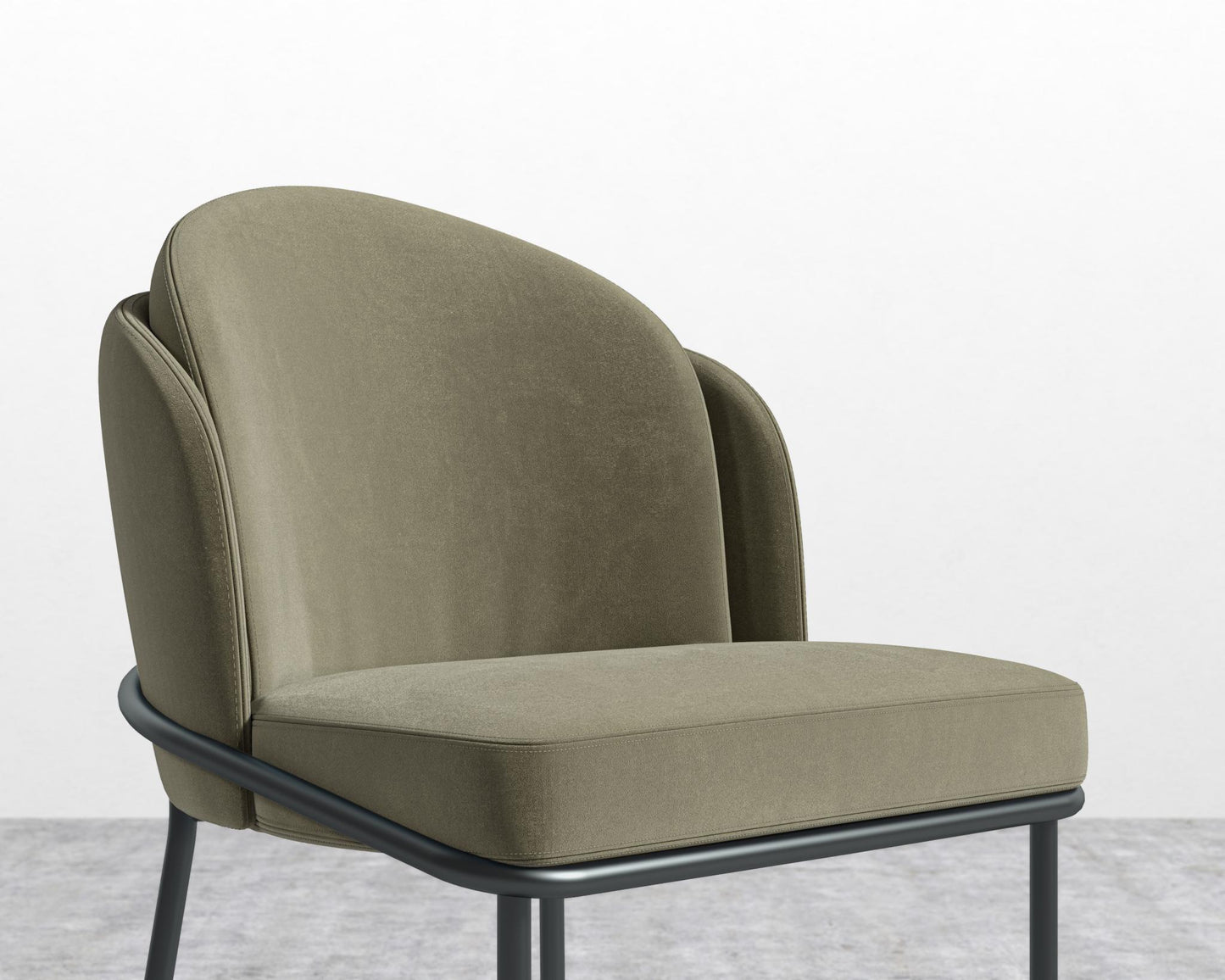 Angelo Dining Chair - Black - Angelo, Signature Plush Velvet - Olive Green