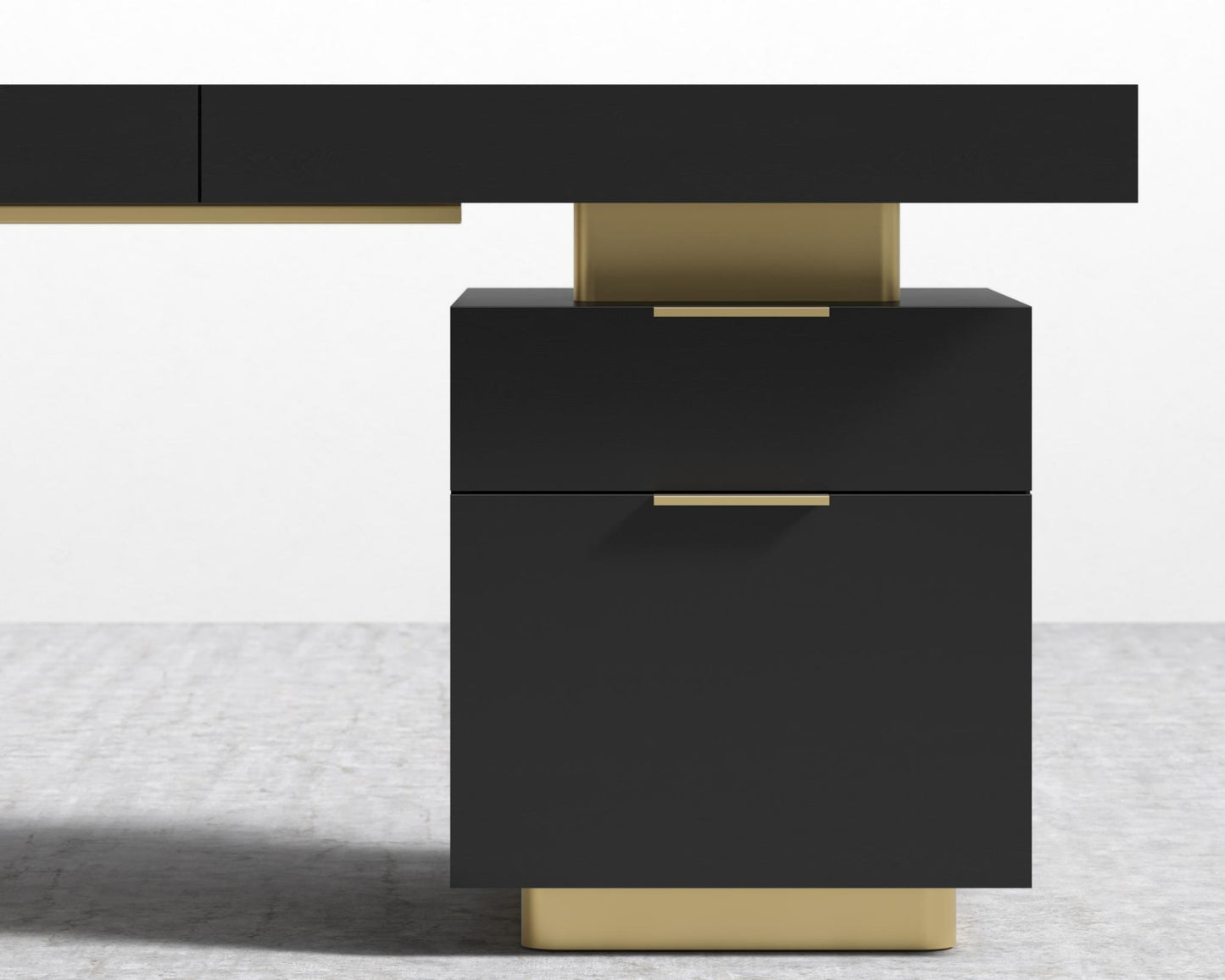 Arlo Desk - Brushed Brass, 63" x 31.5", Black Oak Veneer