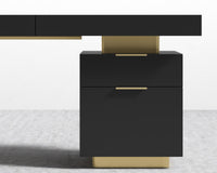 Arlo Desk - Brushed Brass, 63" x 31.5", Black Oak Veneer