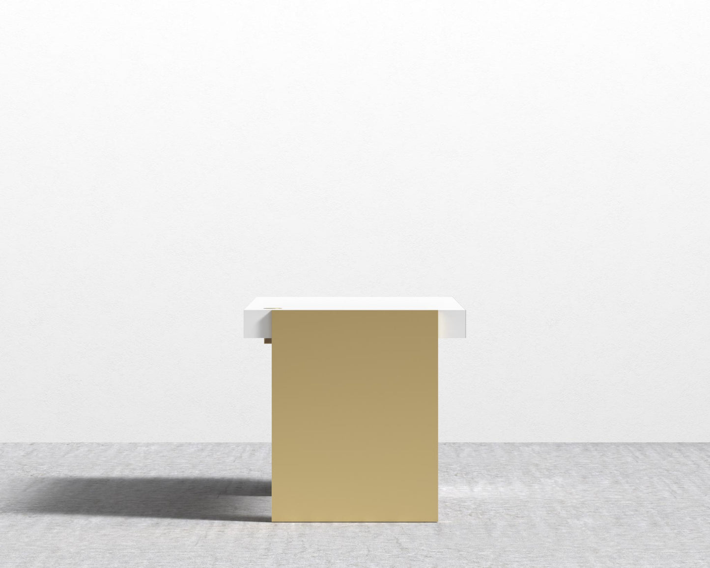 Arlo Desk - Brushed Brass, 63" x 31.5", Glossy White Lacquer