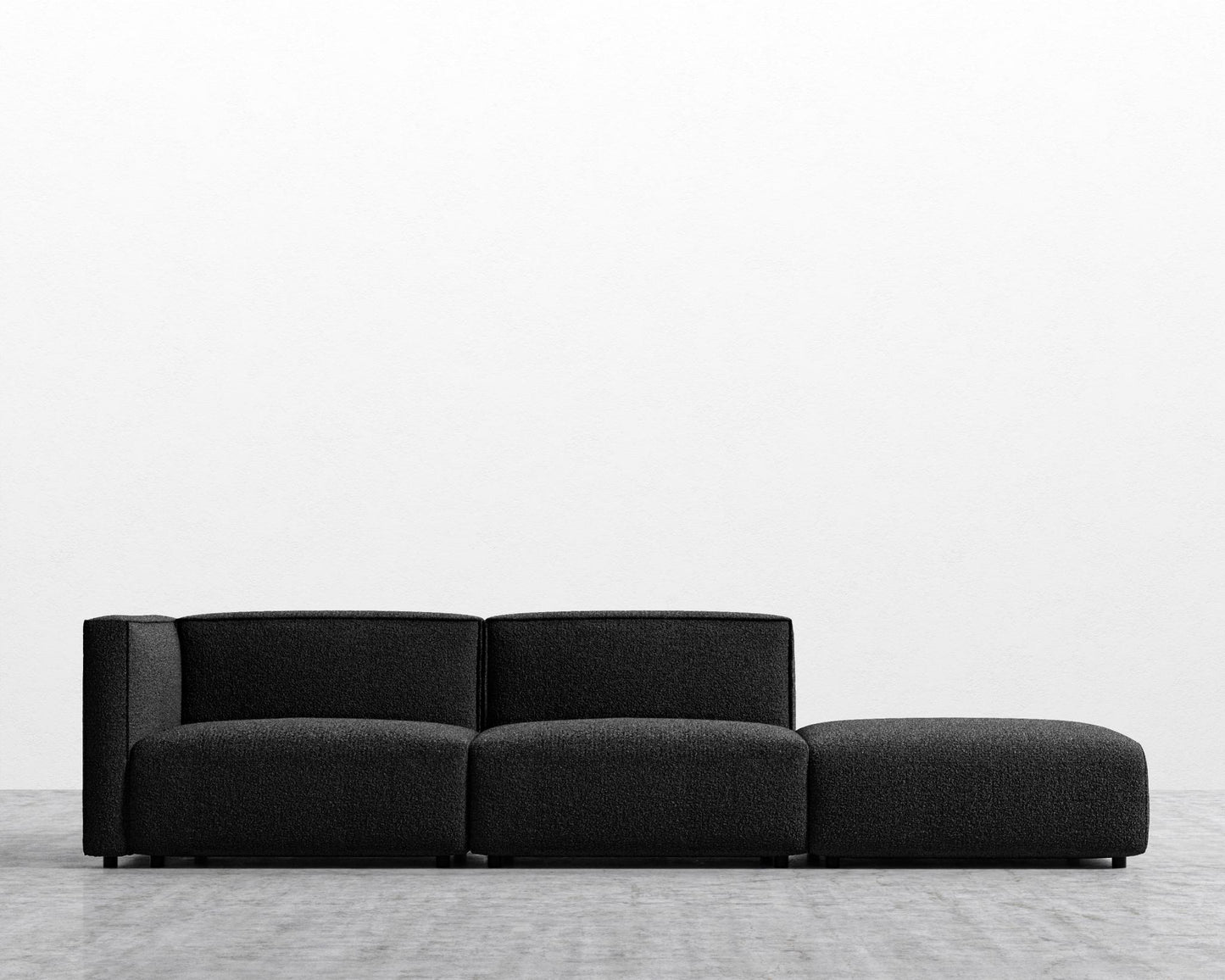 Arya Modular Sofa with Open End - Open Left, Chatou Bouclé - Caviar