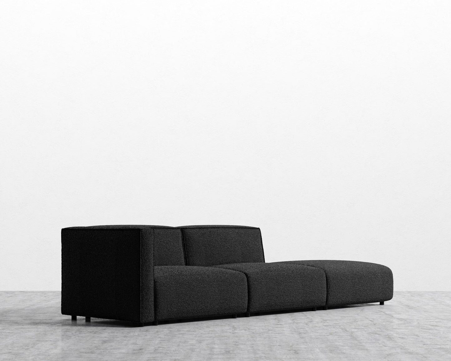 Arya Modular Sofa with Open End - Open Left, Chatou Bouclé - Caviar