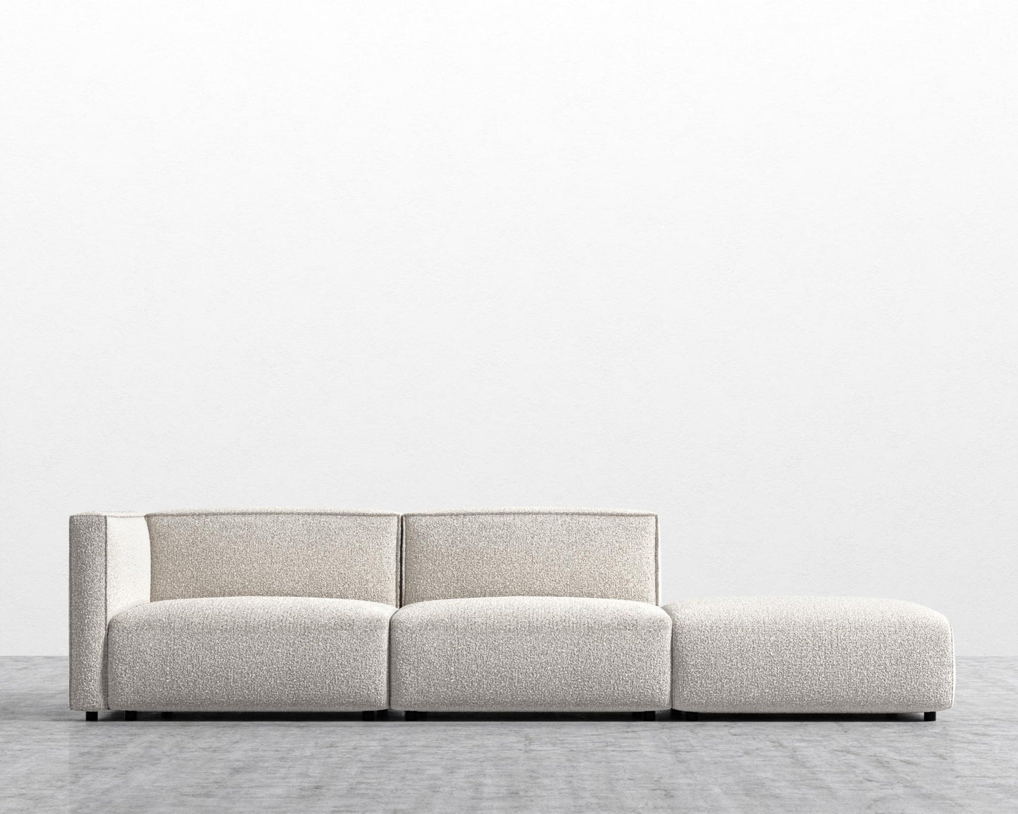 Arya Modular Sofa with Open End - Open Left, Chatou Bouclé - Pearl