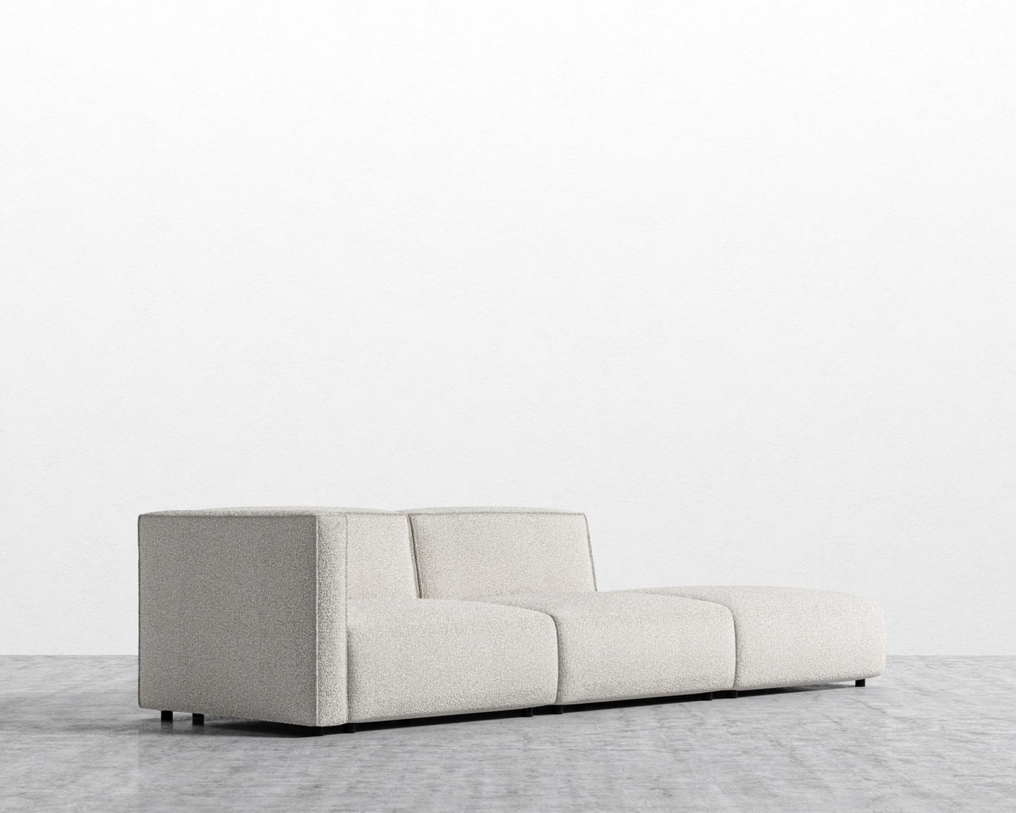 Arya Modular Sofa with Open End - Open Left, Chatou Bouclé - Pearl