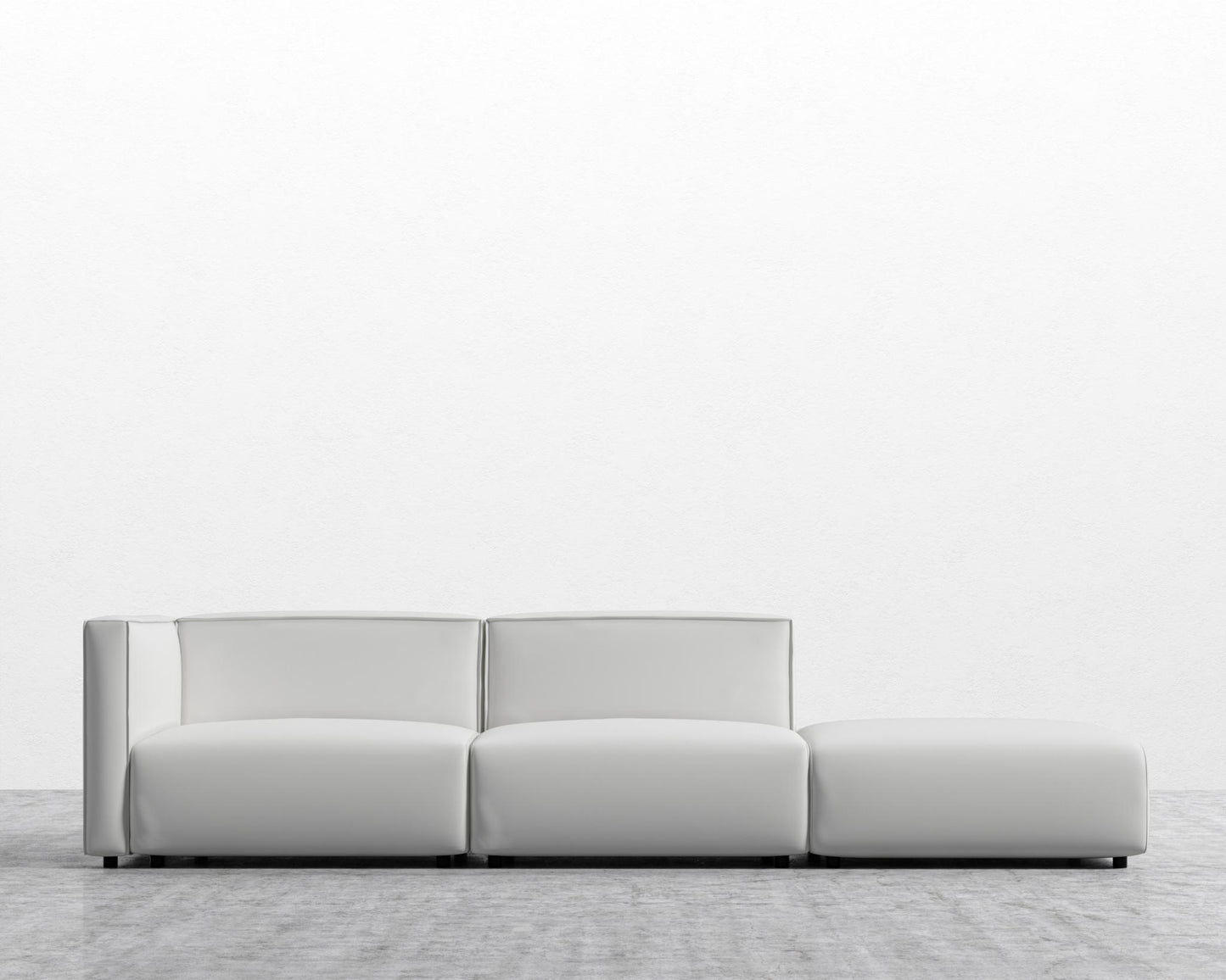 Arya Modular Sofa with Open End - Open Left, Microfiber Leather - Trento Eggshell