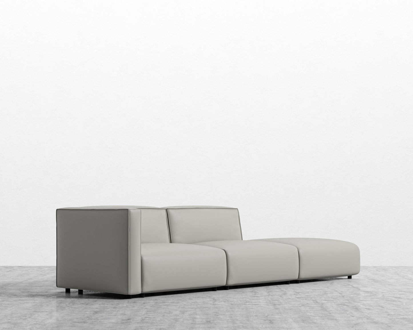 Arya Modular Sofa with Open End - Open Left, Microfiber Leather - Trento Taupe