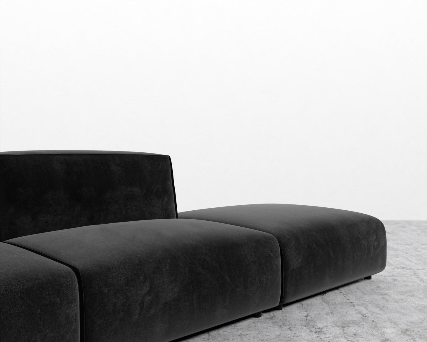 Arya Modular Sofa with Open End - Open Left, Plush Velvet - Black