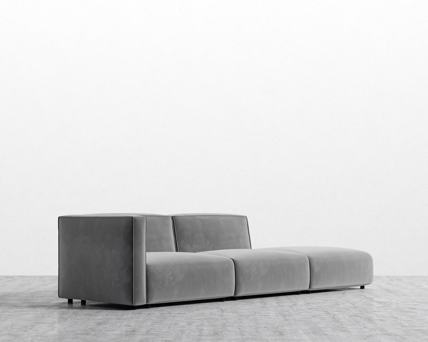 Arya Modular Sofa with Open End - Open Left, Plush Velvet - Glacier Grey