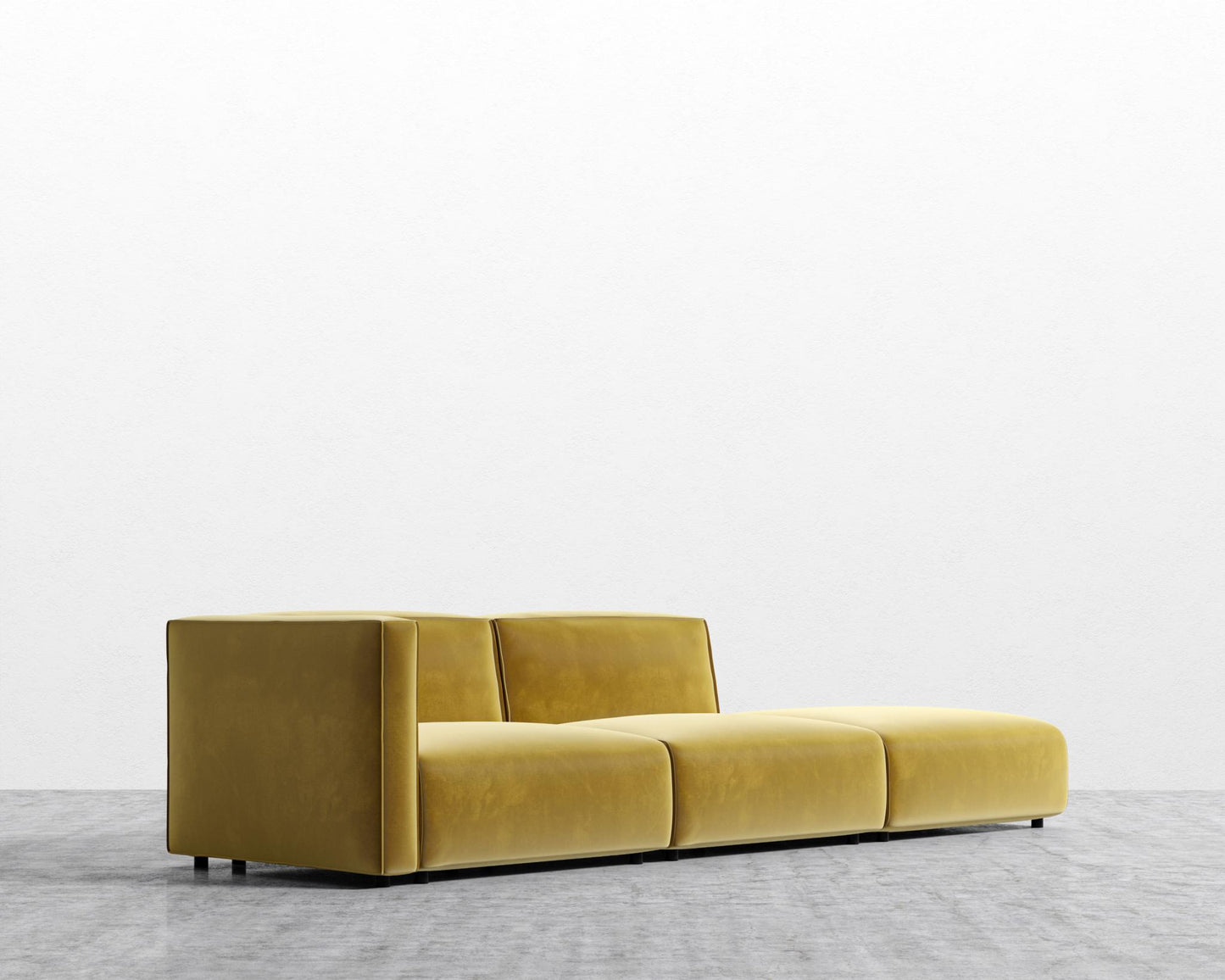Arya Modular Sofa with Open End - Open Left, Plush Velvet - Golden Beryl