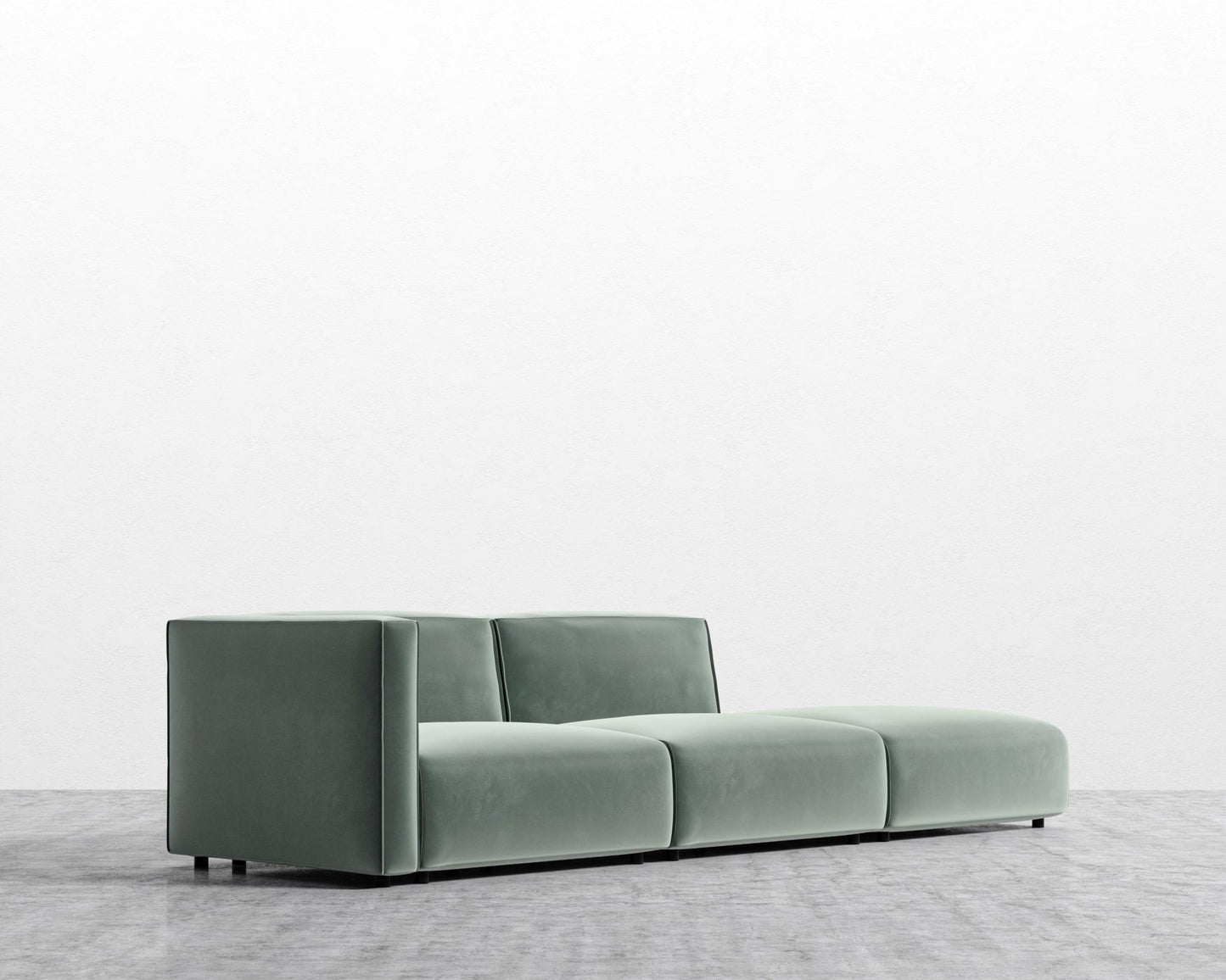 Arya Modular Sofa with Open End - Open Left, Plush Velvet - Moonstone