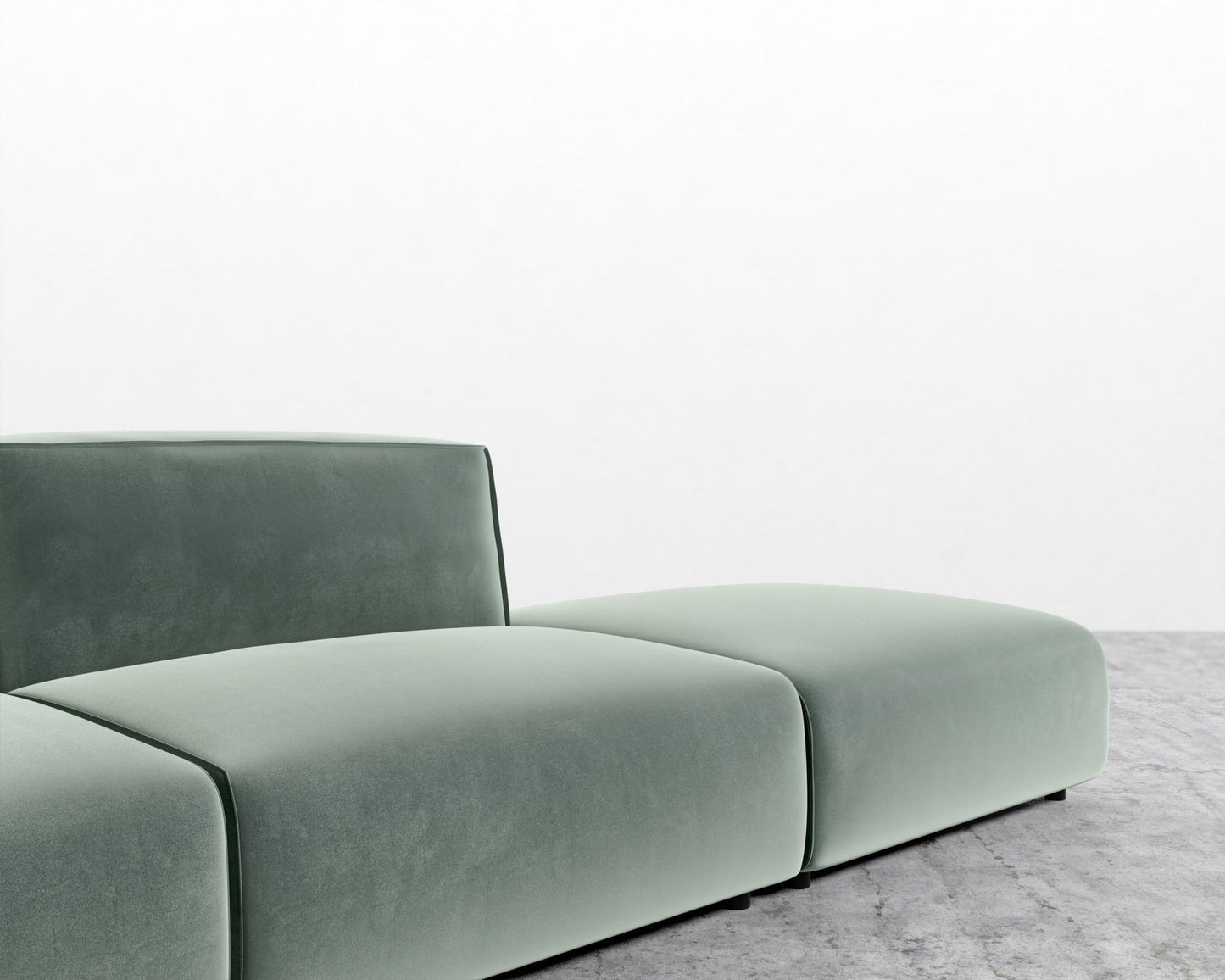 Arya Modular Sofa with Open End - Open Left, Plush Velvet - Moonstone