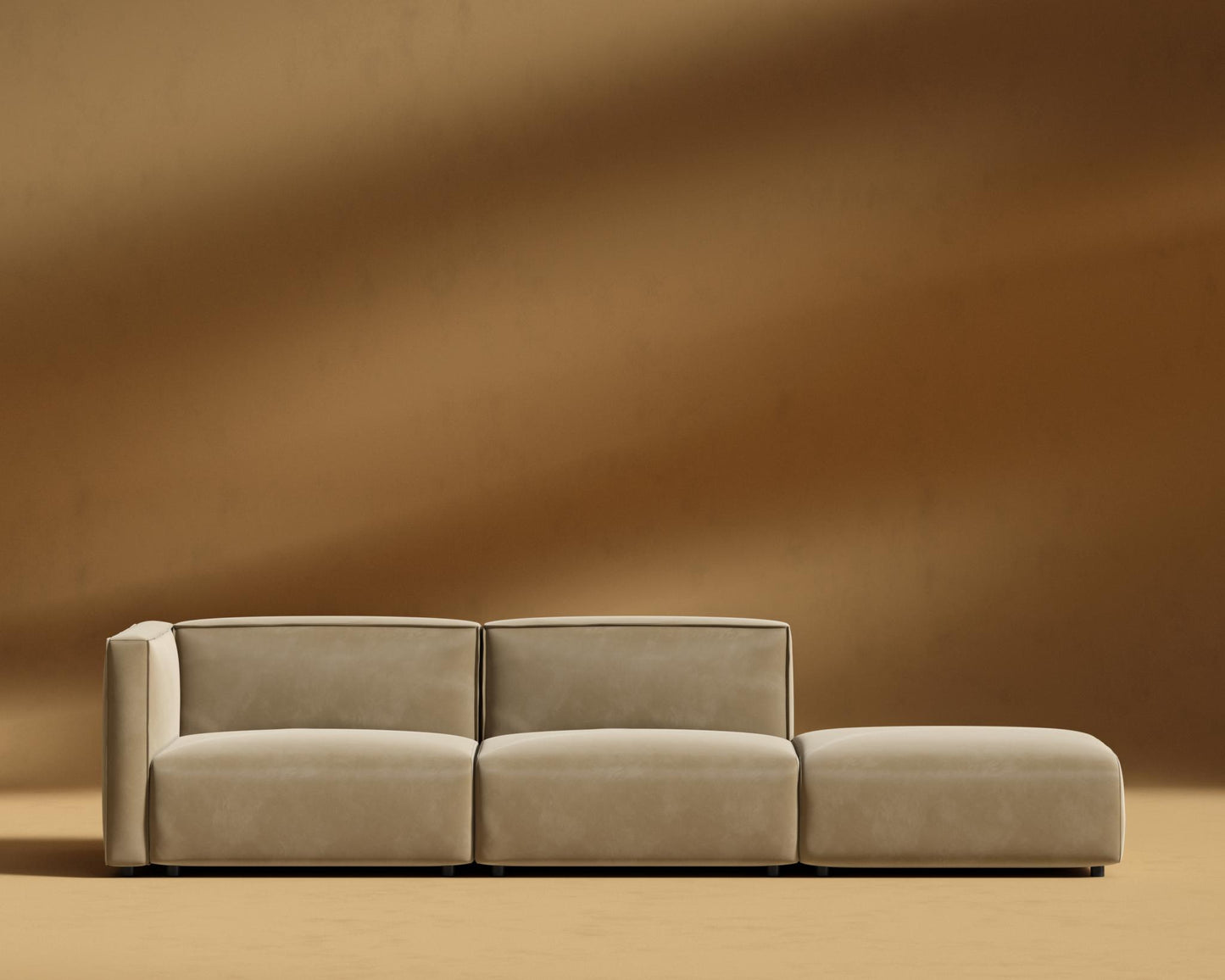 Arya Modular Sofa with Open End - Open Left, Plush Velvet - Dune