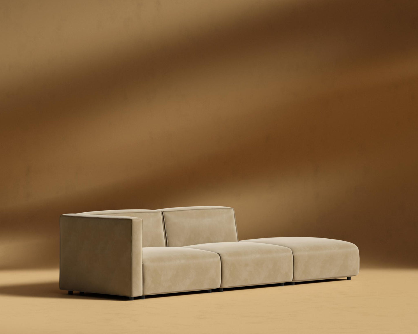 Arya Modular Sofa with Open End - Open Left, Plush Velvet - Dune