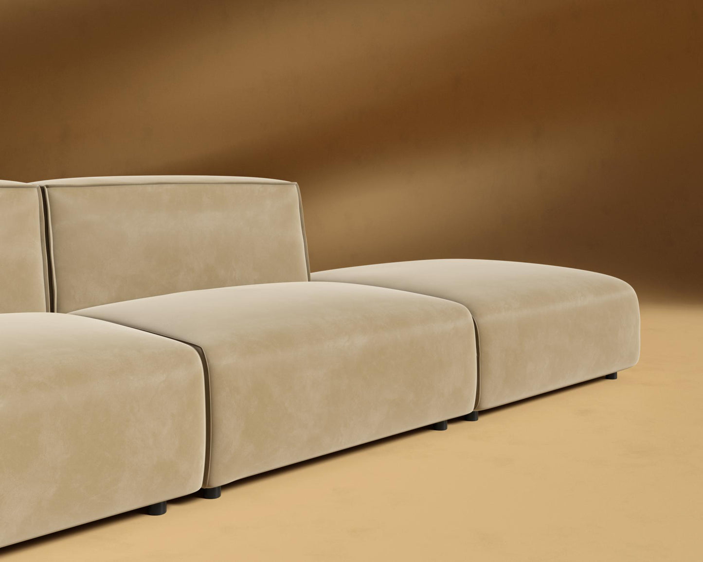 Arya Modular Sofa with Open End - Open Left, Plush Velvet - Dune