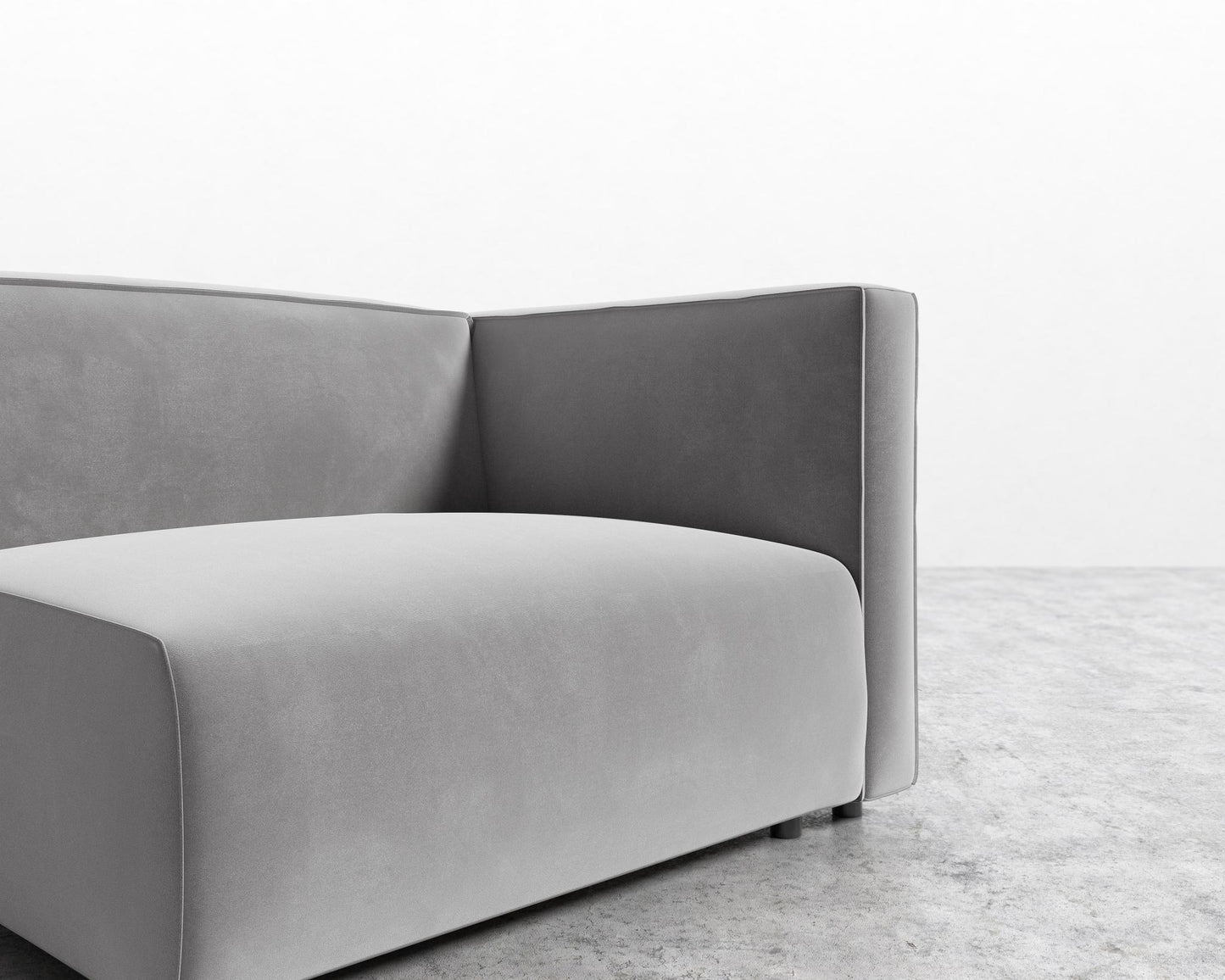 Arya Right Arm - Plush Velvet - Glacier Grey