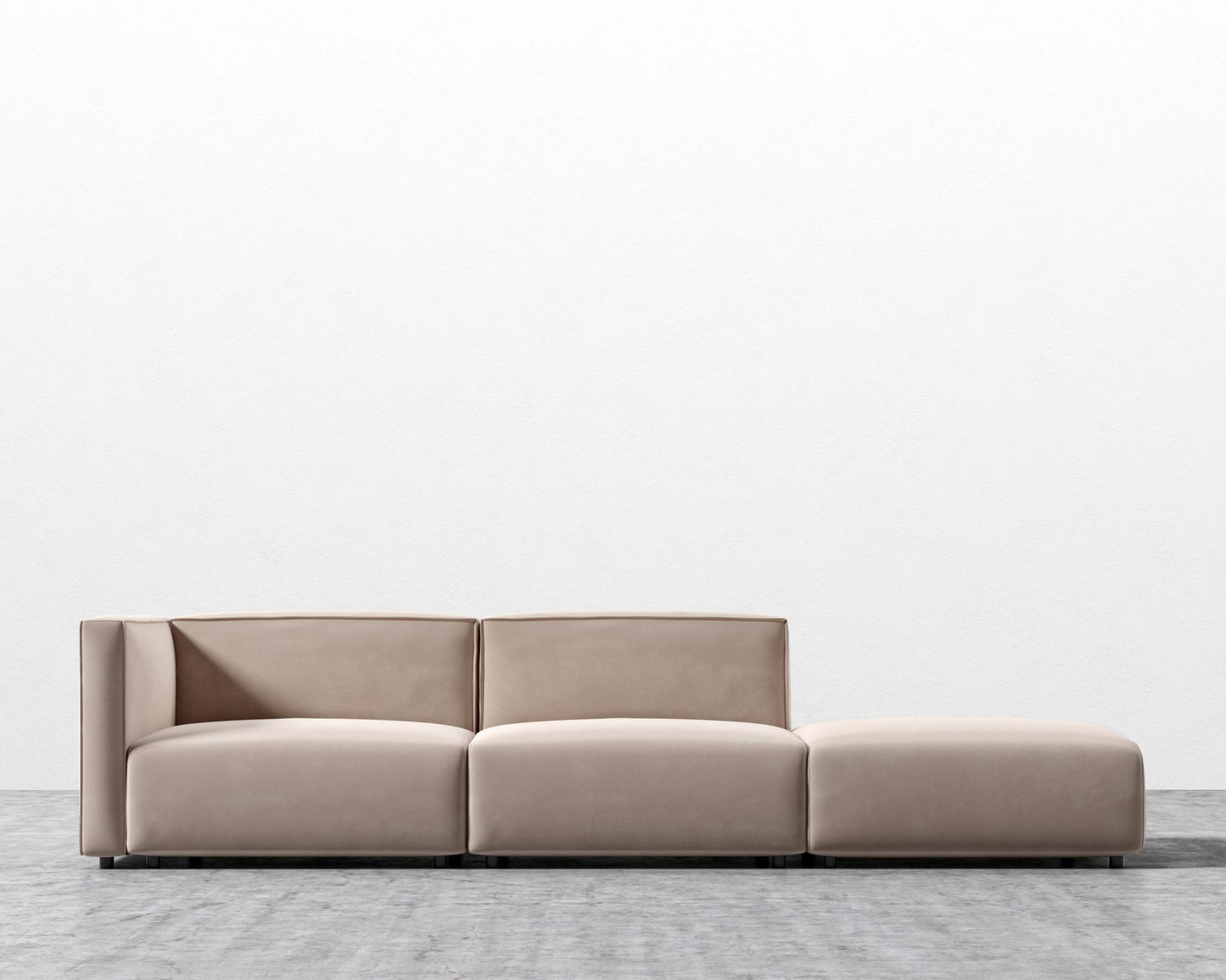 Arya Modular Sofa with Open End - Open Left, Plush Velvet - Blush