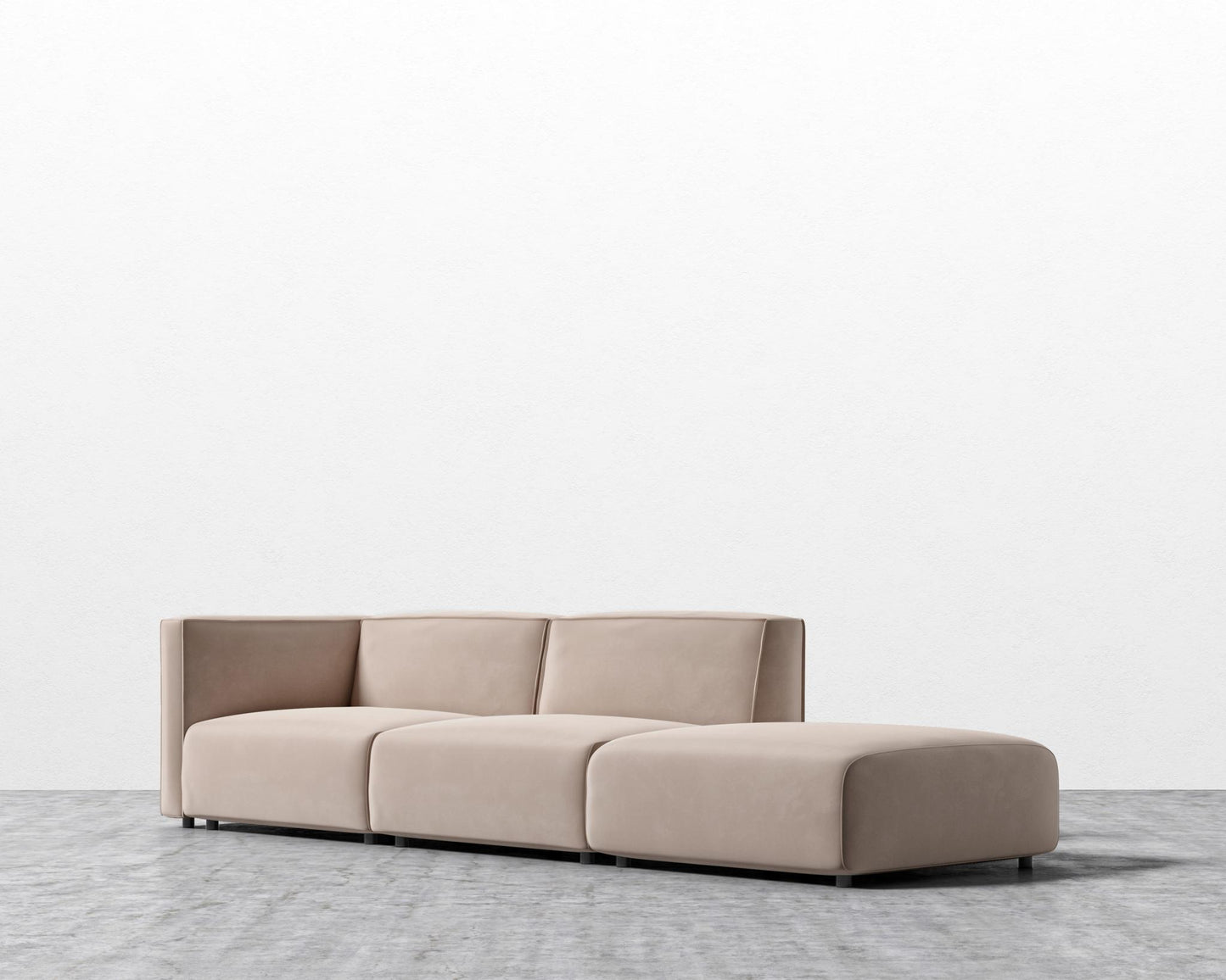 Arya Modular Sofa with Open End - Open Left, Plush Velvet - Blush