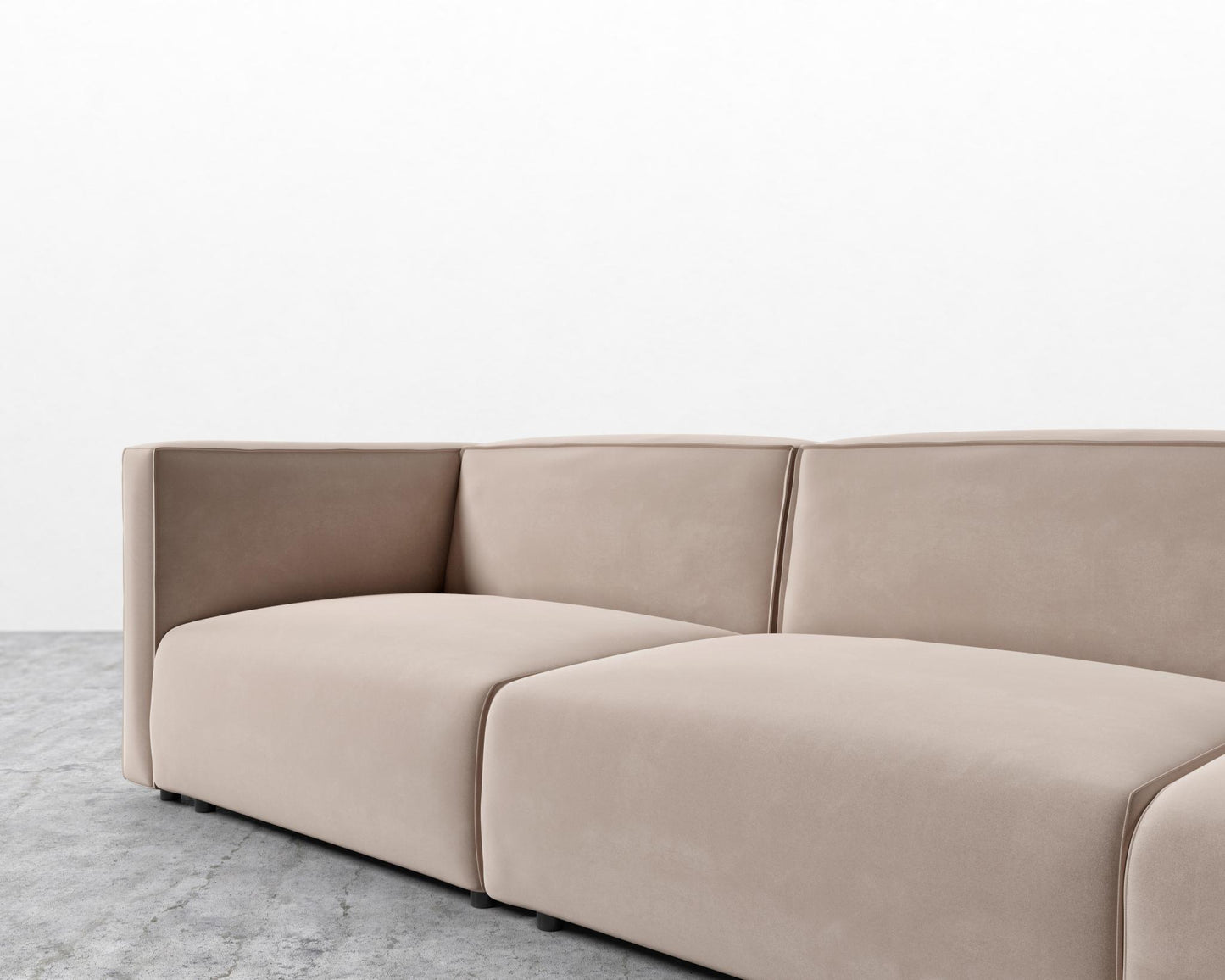 Arya Modular Sofa with Open End - Open Left, Plush Velvet - Blush