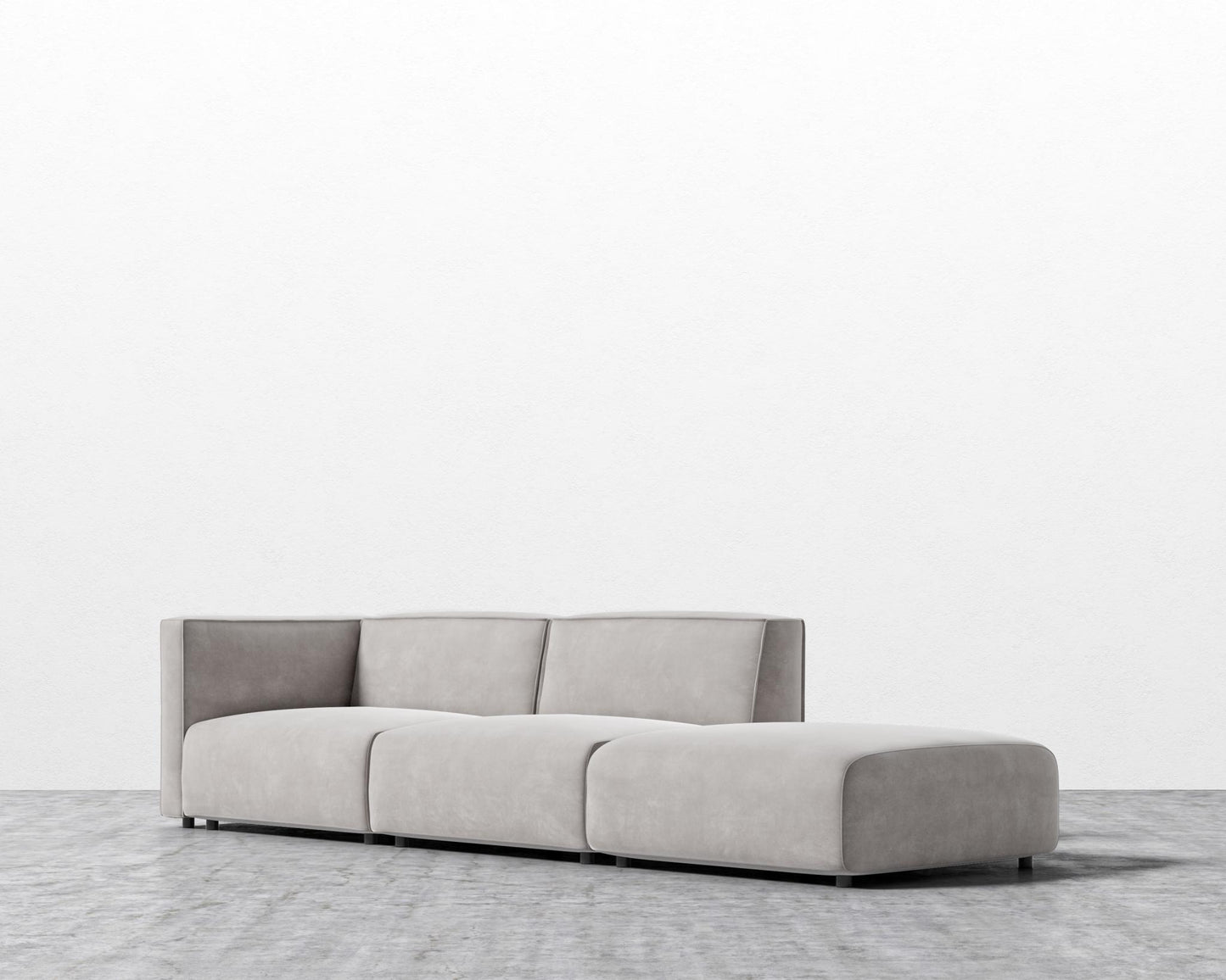 Arya Modular Sofa with Open End - Open Left, Venice Vegan Suede - Chiffon