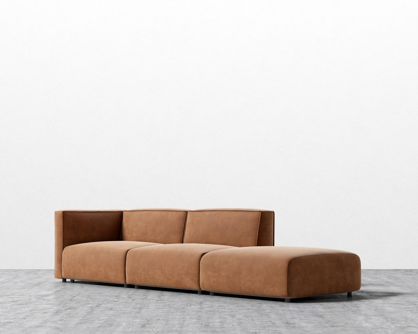 Arya Modular Sofa with Open End - Open Left, Venice Vegan Suede - Cider