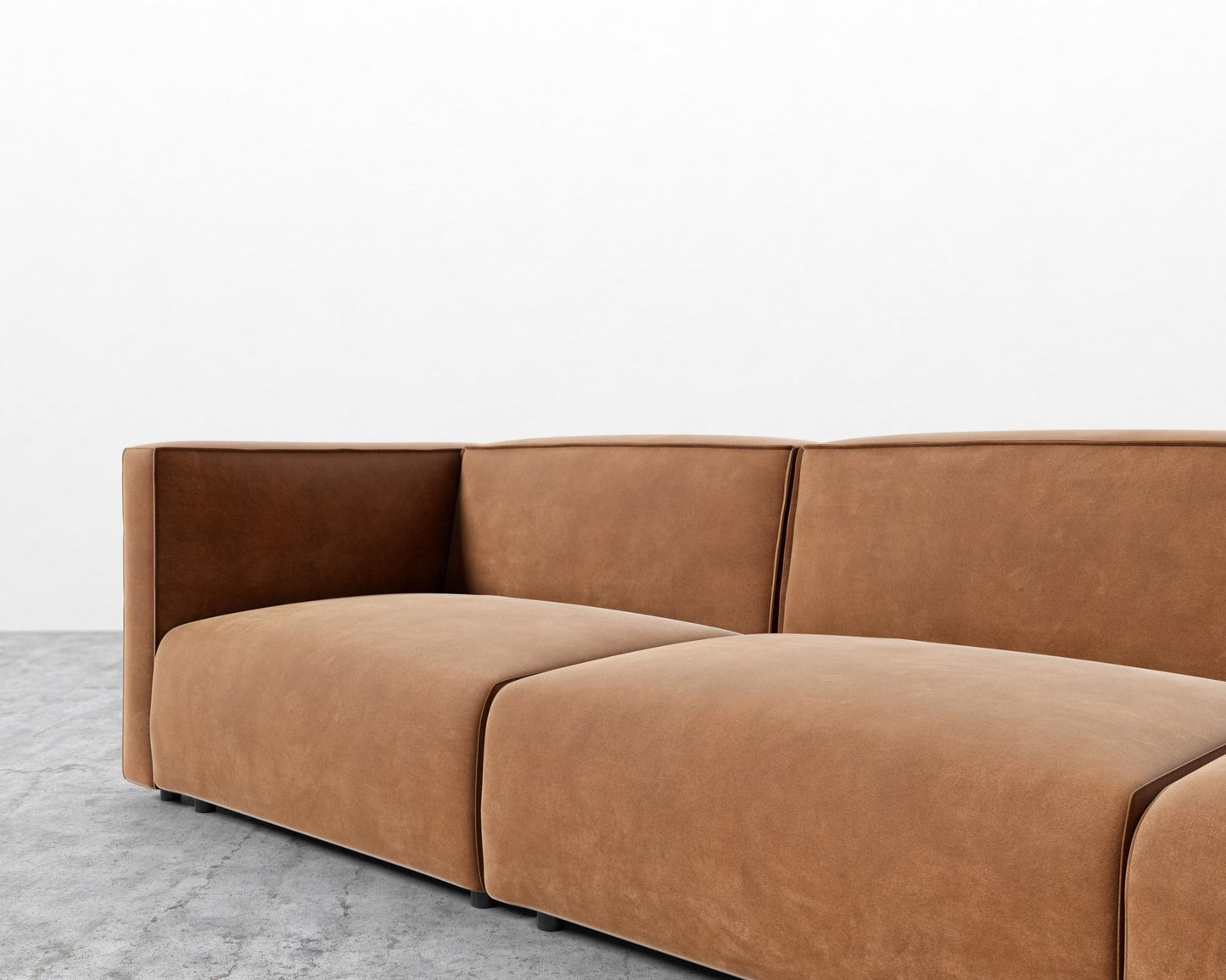 Arya Modular Sofa with Open End - Open Left, Venice Vegan Suede - Cider