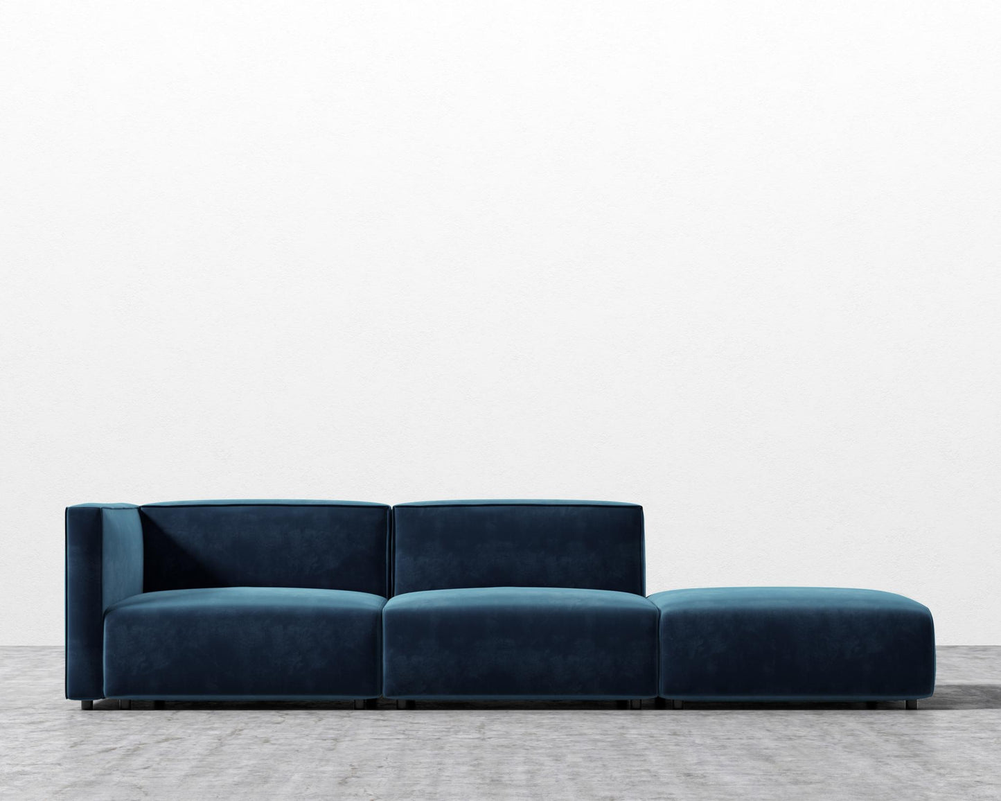 Arya Modular Sofa with Open End - Open Left, Plush Velvet - Cobalt