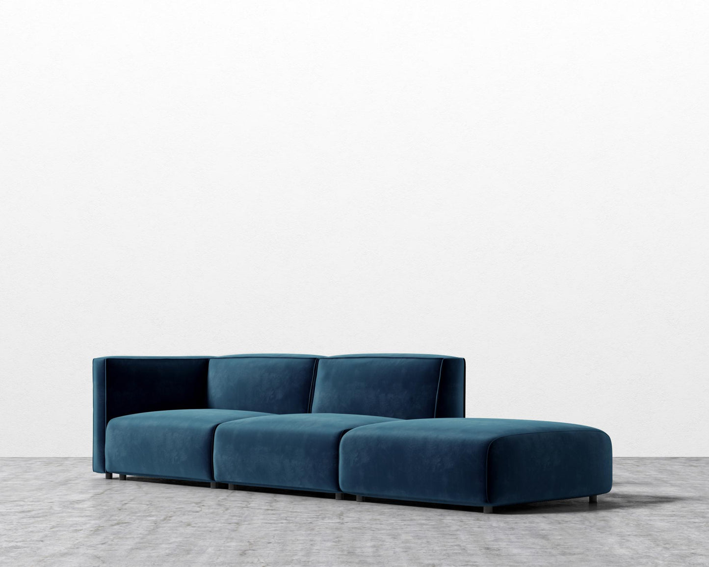 Arya Modular Sofa with Open End - Open Left, Plush Velvet - Cobalt