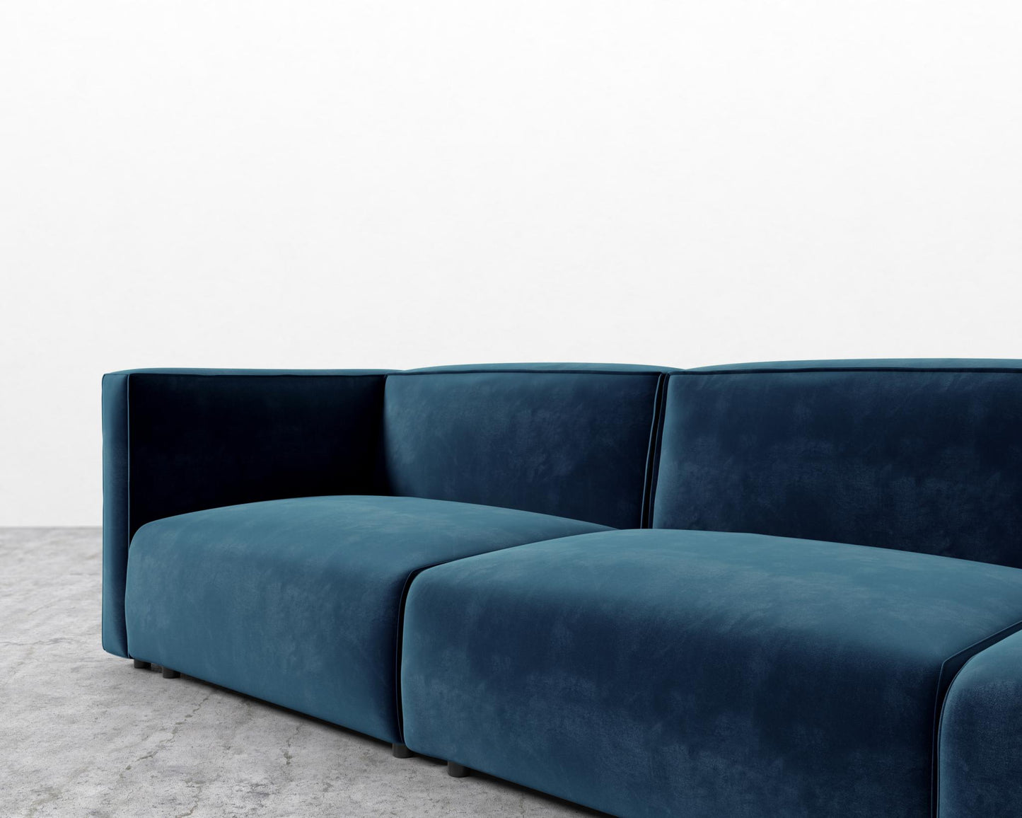 Arya Modular Sofa with Open End - Open Left, Plush Velvet - Cobalt
