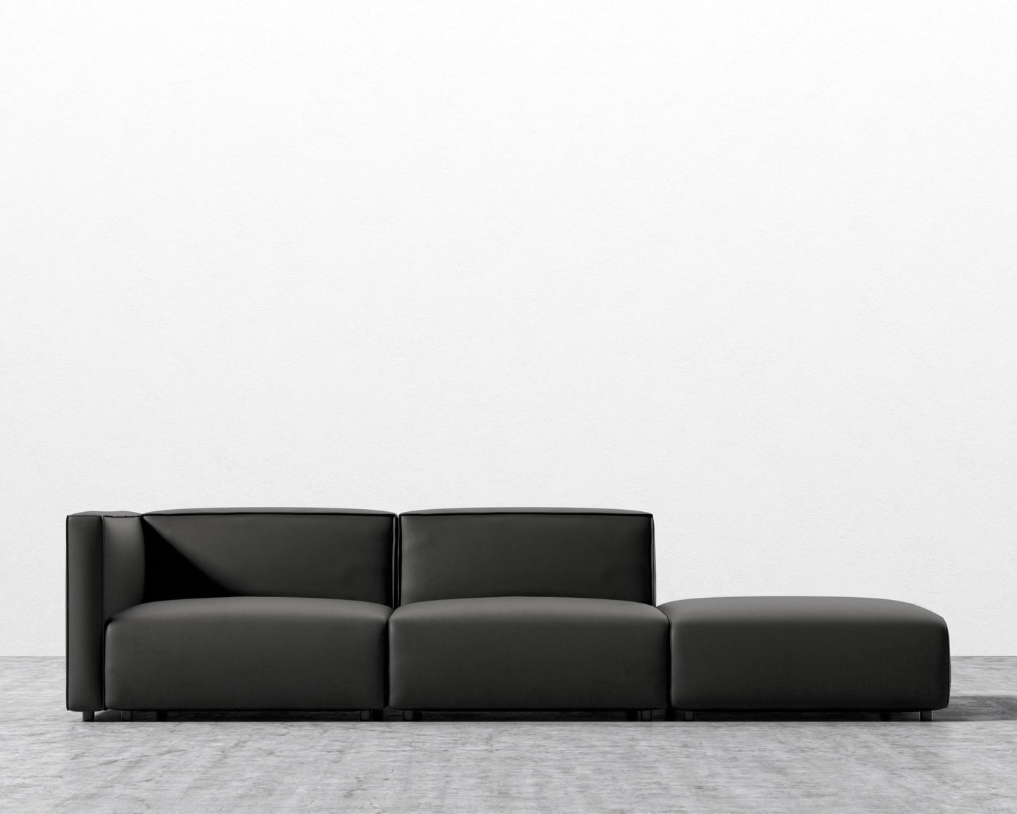 Arya Modular Sofa with Open End - Open Left, Microfiber Leather - Trento Jet Black