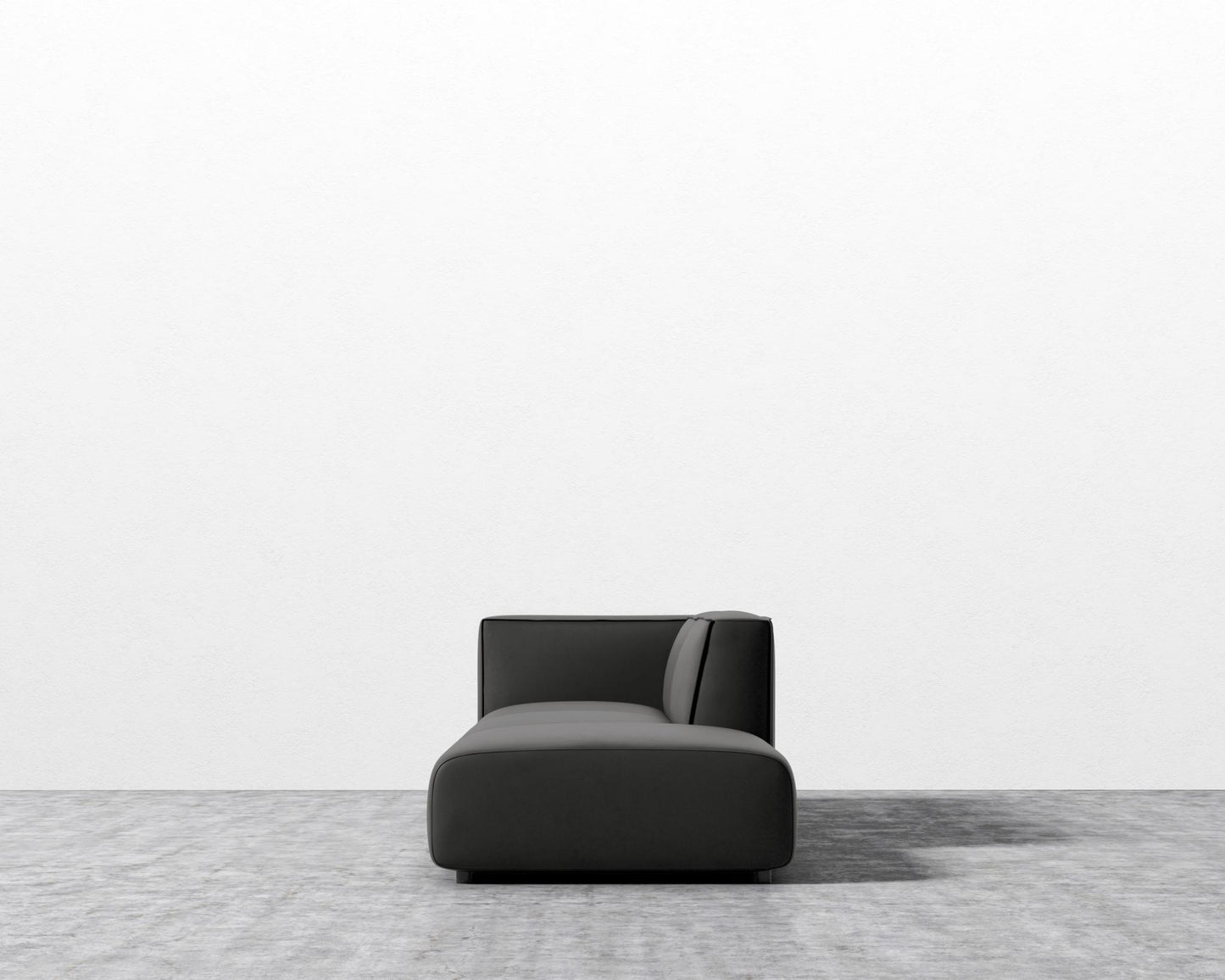 Arya Modular Sofa with Open End - Open Left, Microfiber Leather - Trento Jet Black