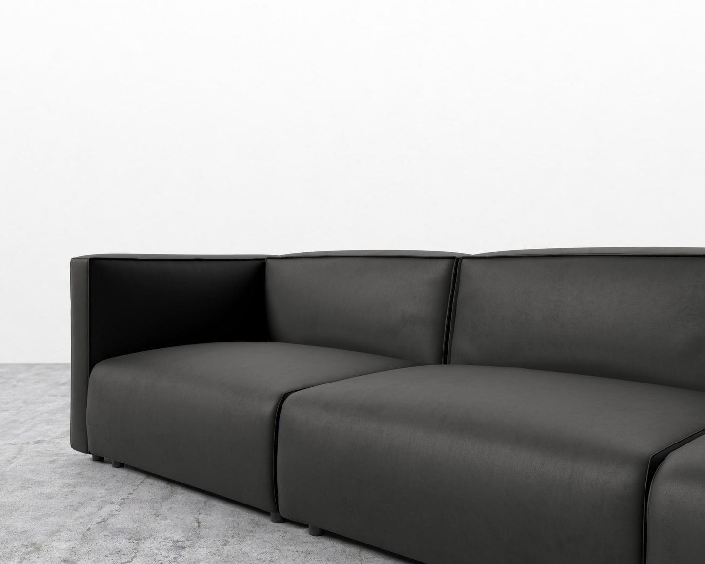 Arya Modular Sofa with Open End - Open Left, Microfiber Leather - Trento Jet Black