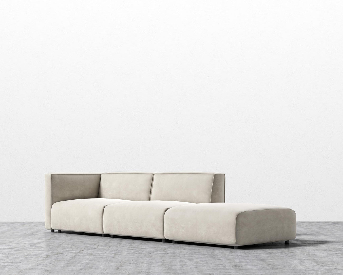 Arya Modular Sofa with Open End - Open Left, Venice Vegan Suede - Latte
