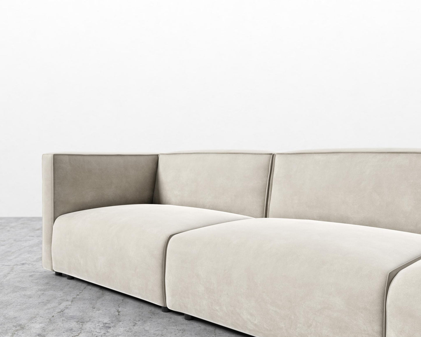 Arya Modular Sofa with Open End - Open Left, Venice Vegan Suede - Latte