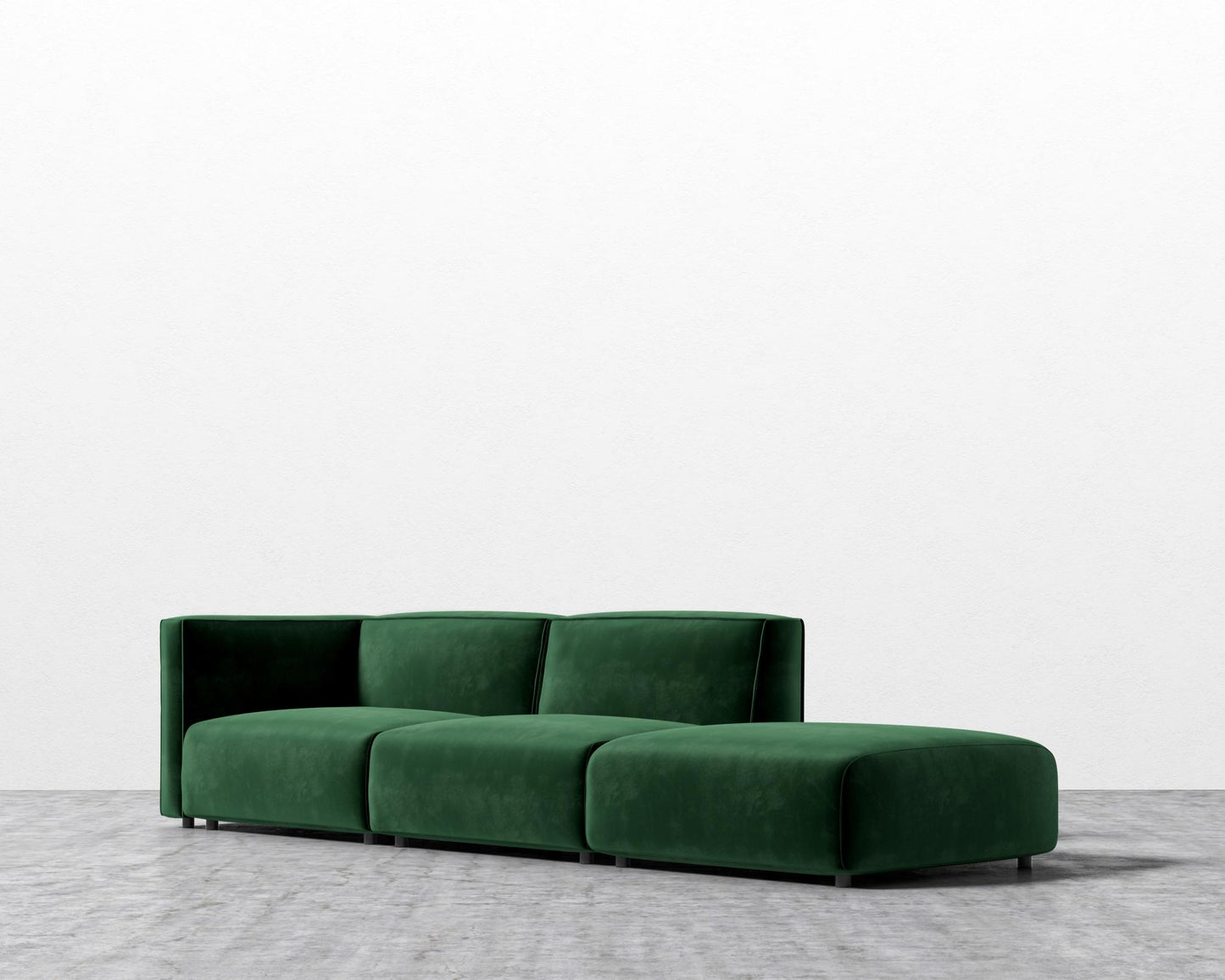 Arya Modular Sofa with Open End - Open Left, Plush Velvet - Moss