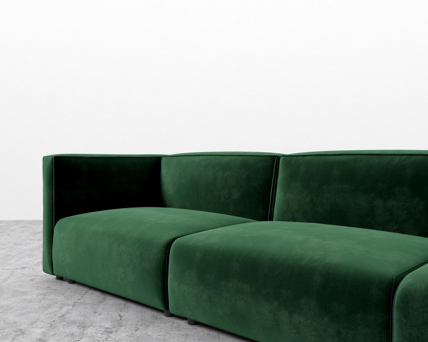 Arya Modular Sofa with Open End - Open Left, Plush Velvet - Moss