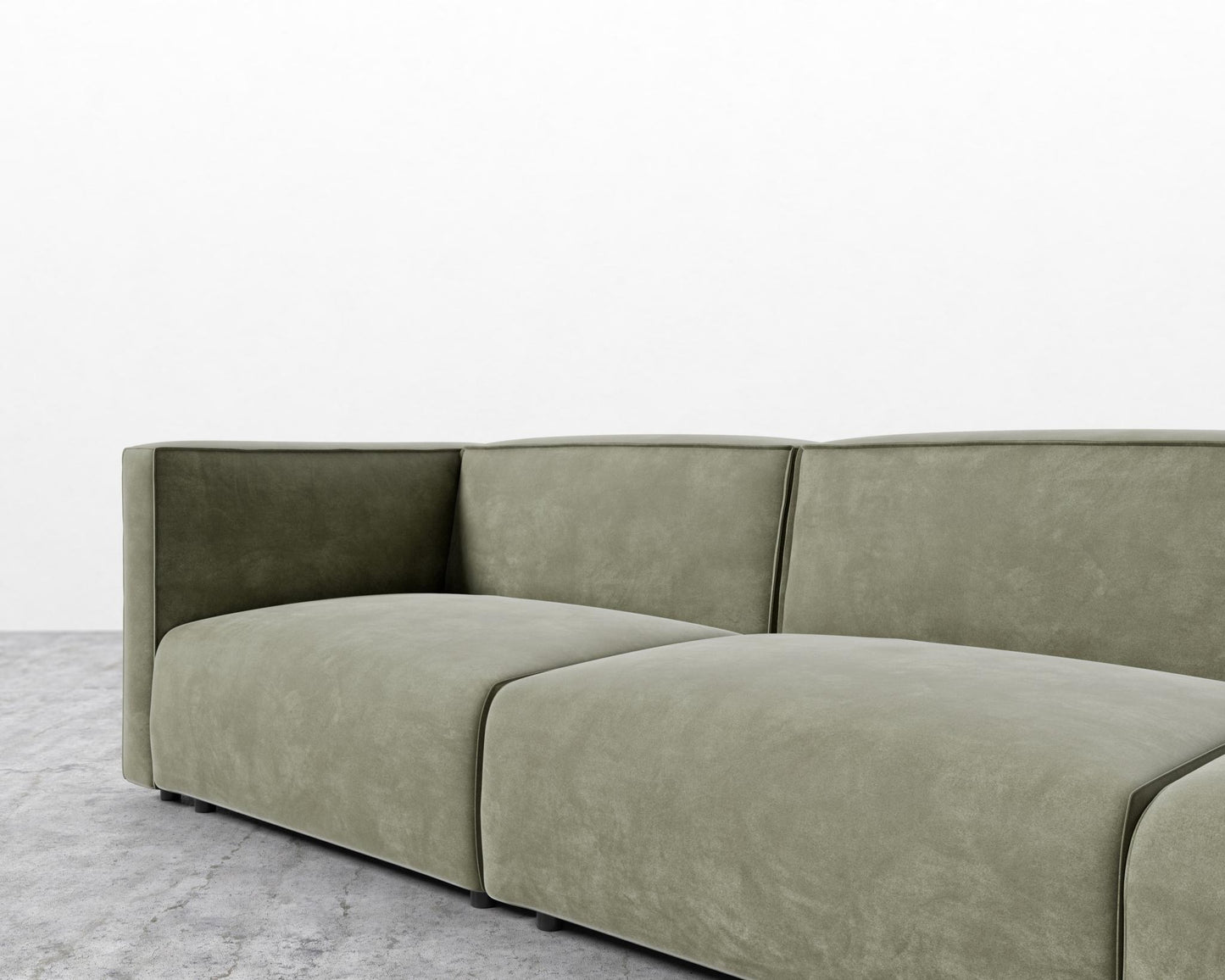Arya Modular Sofa with Open End - Open Left, Venice Vegan Suede - Sage