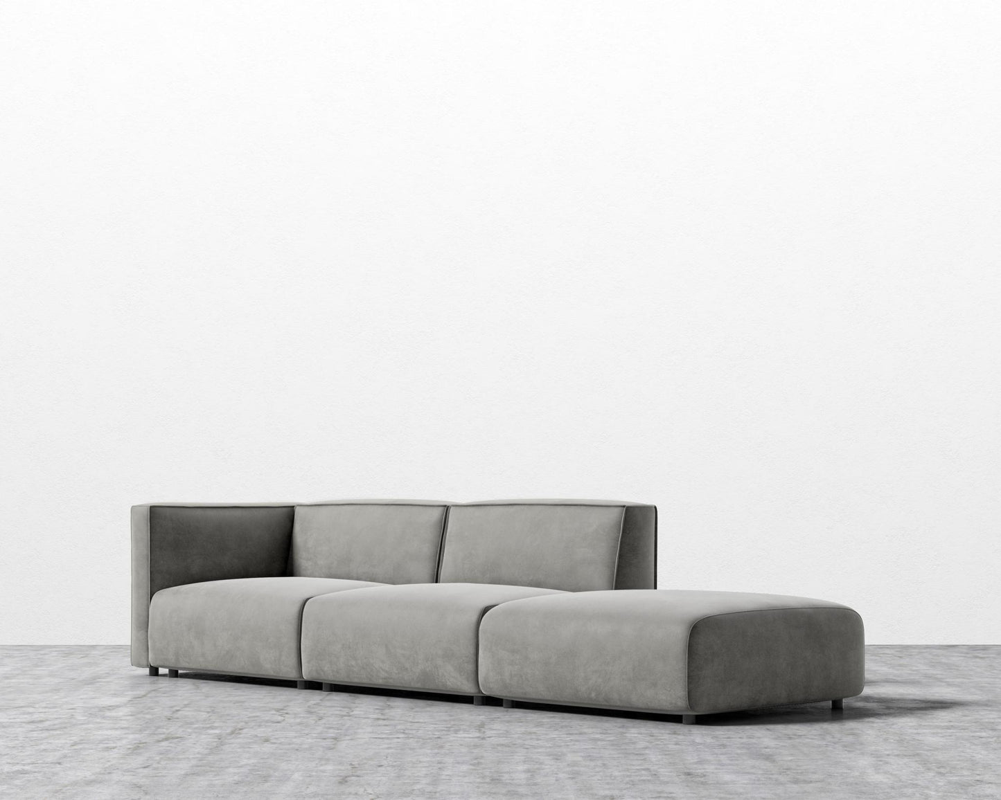 Arya Modular Sofa with Open End - Open Left, Venice Vegan Suede - Strato