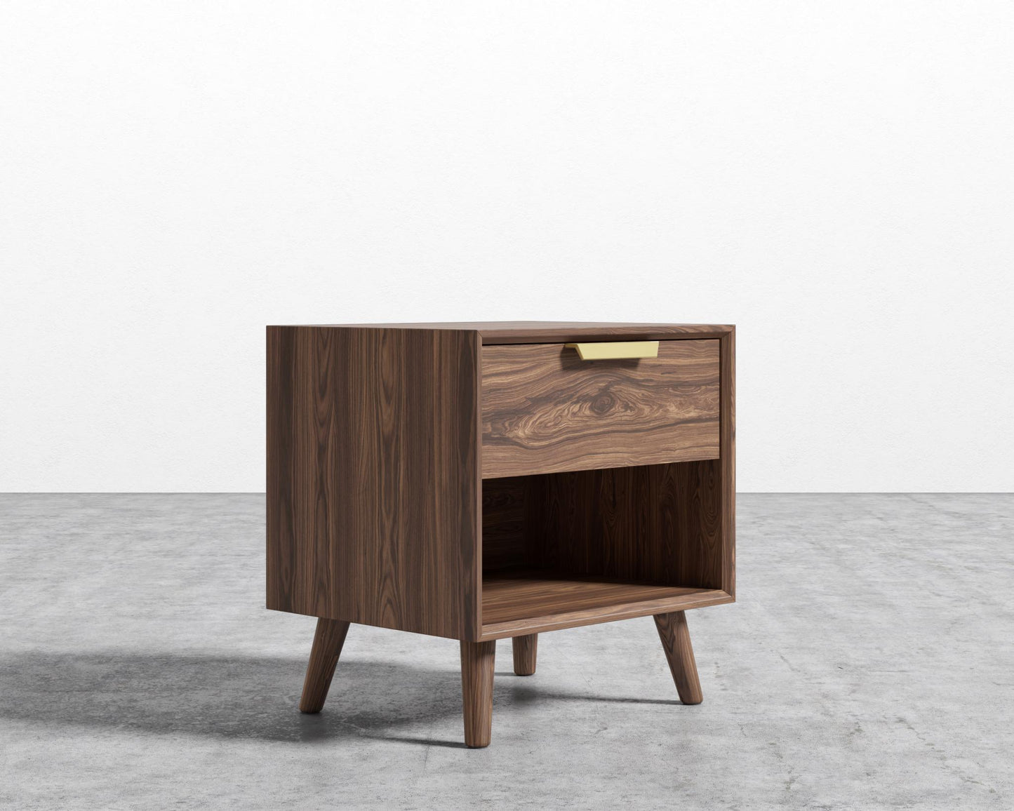 Asher Single Drawer NightStand-Walnut