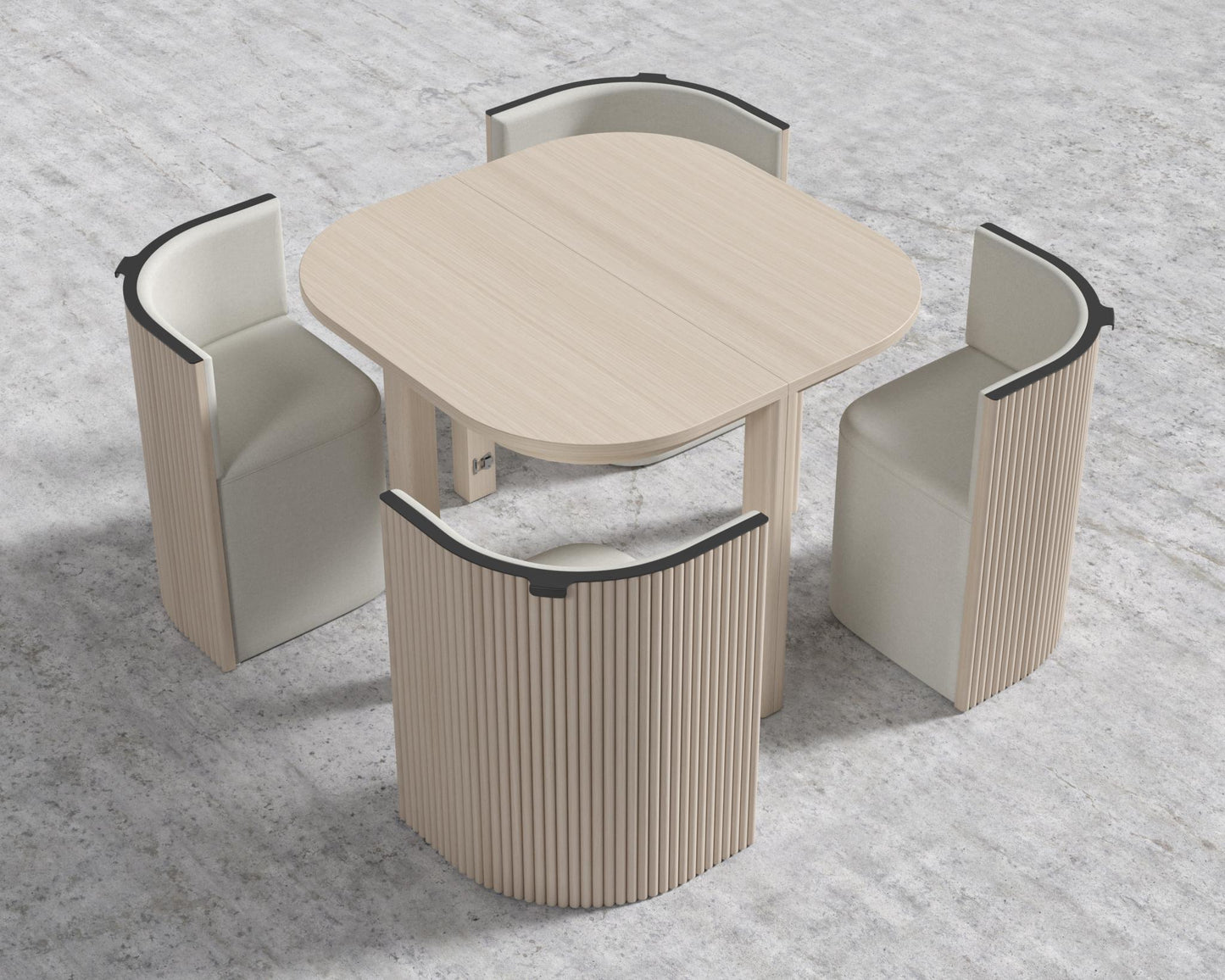 Aspen Dining Set - Modern Felt - Alesund, Washed Natural Oak Veneer
