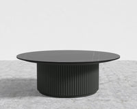 Athena Coffee Table - Alabaster Matte Lacquer, Black Pietra Ceramic, 39" | 99cm