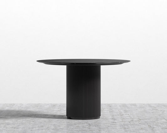Athena Round Dining Table - Ebony, 48" | 122cm, Black Marble
