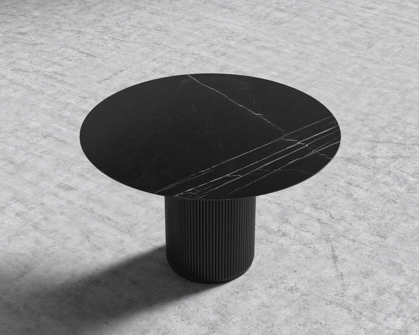Athena Round Dining Table - Ebony, 48" | 122cm, Black Marble
