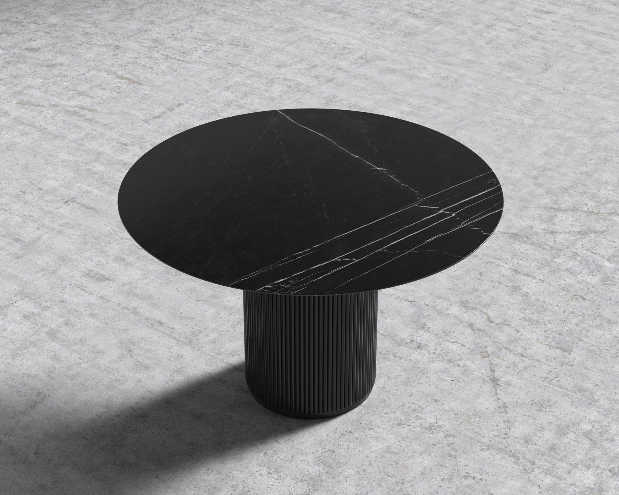 Athena Round Dining Table - Ebony, 48" | 122cm, Black Marble