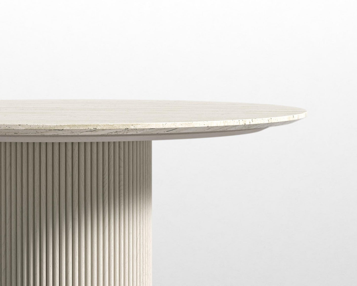 Athena Round Dining Table - Alabaster Matte Lacquer, 48" | 122cm, Black Marble