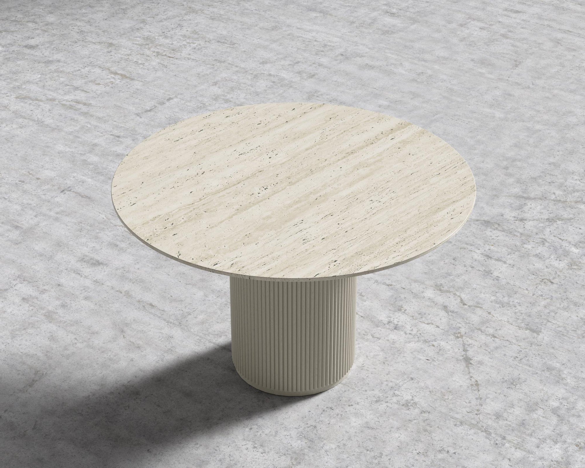 Athena Round Dining Table - Alabaster Matte Lacquer, 48" | 122cm, Black Marble
