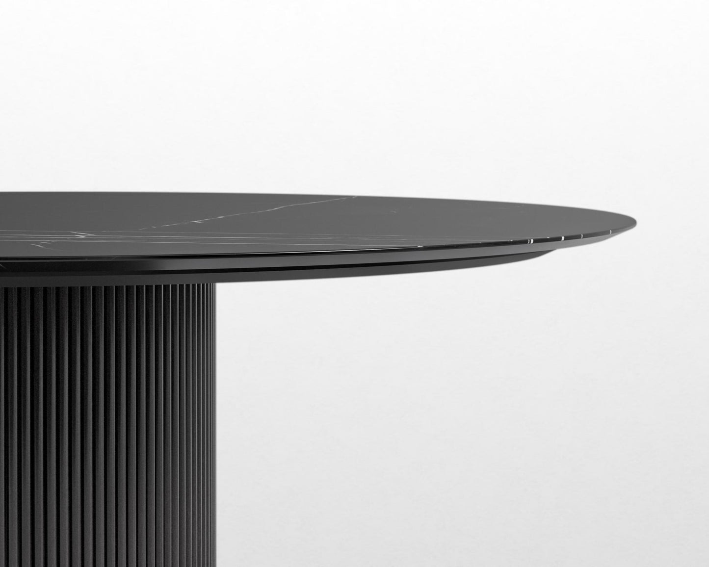 Athena Round Dining Table - Ebony, 48" | 122cm, Black Marble